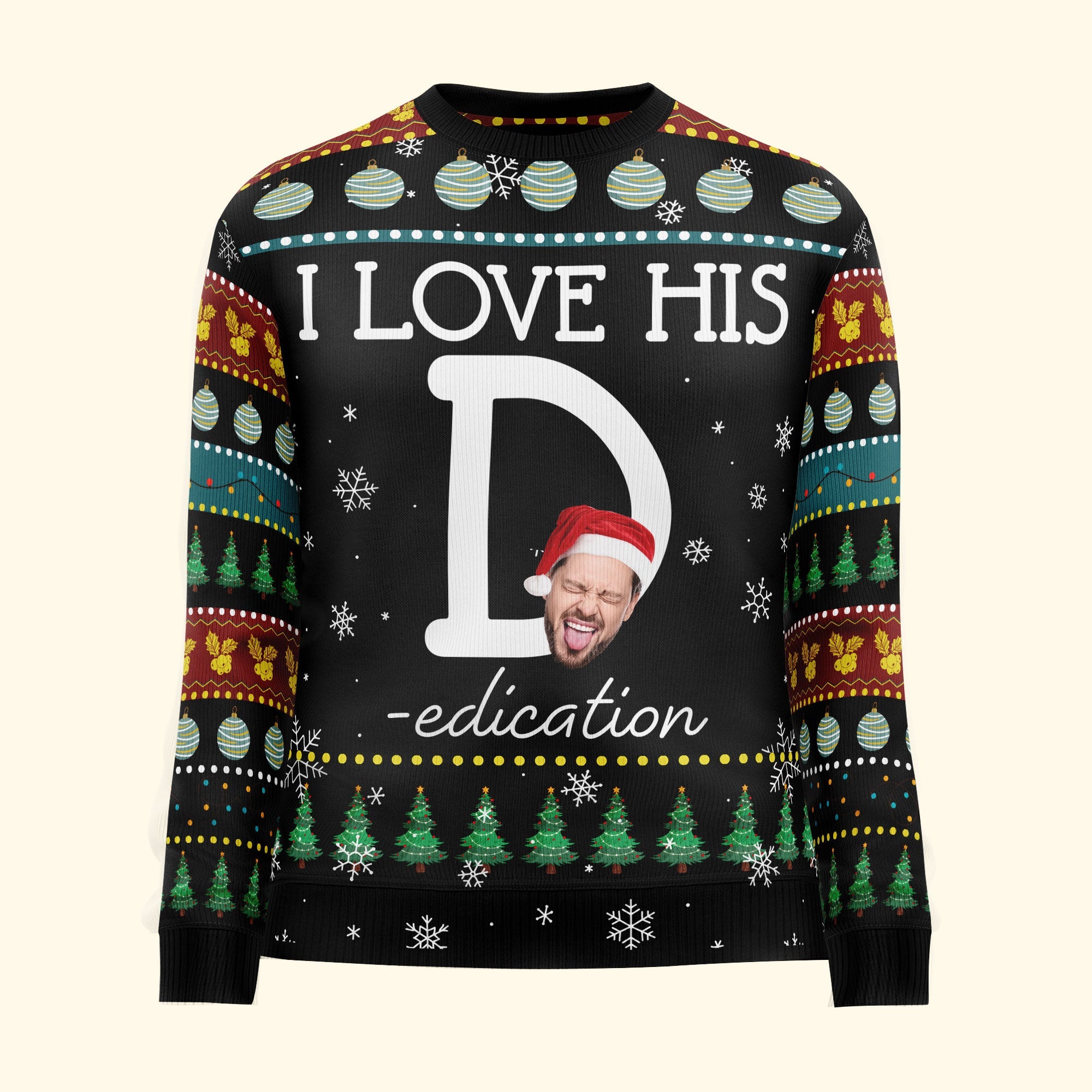 I Love Her P I Love His D - Personalized Ugly Sweater