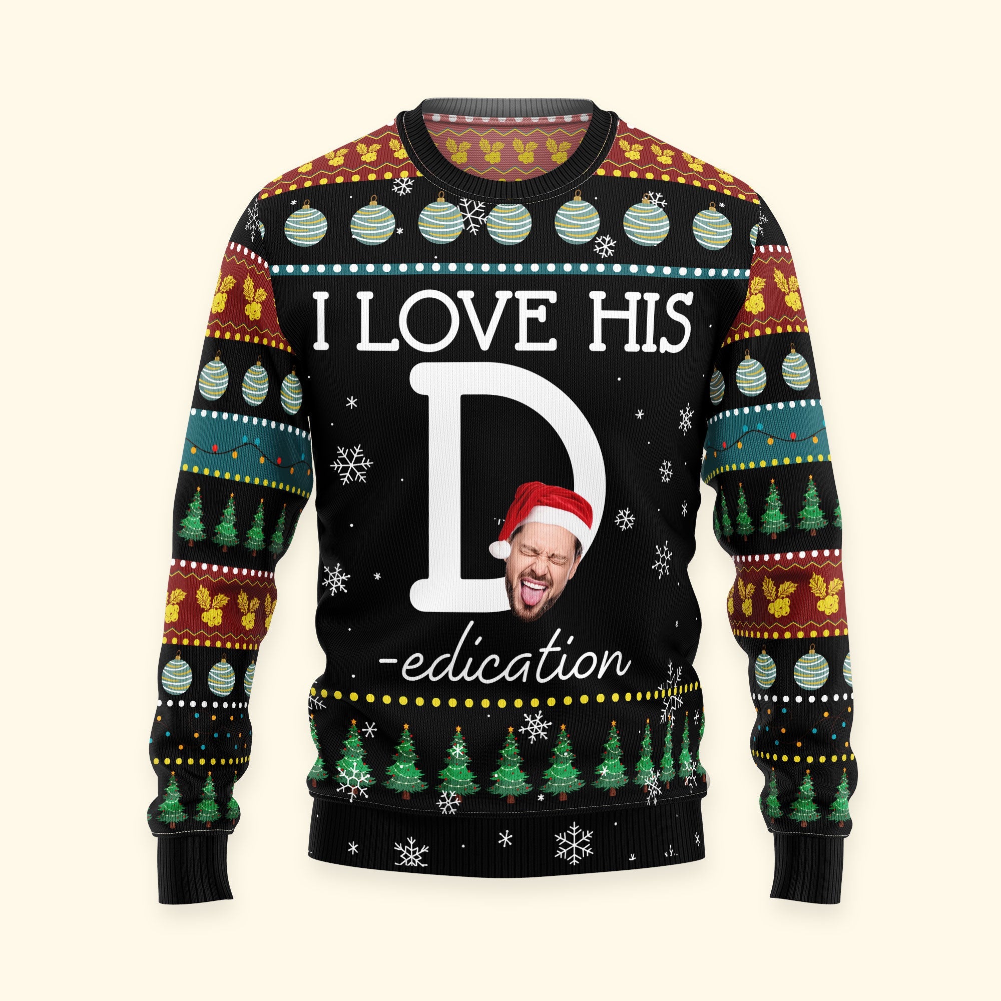 I Love Her P I Love His D - Personalized Ugly Sweater