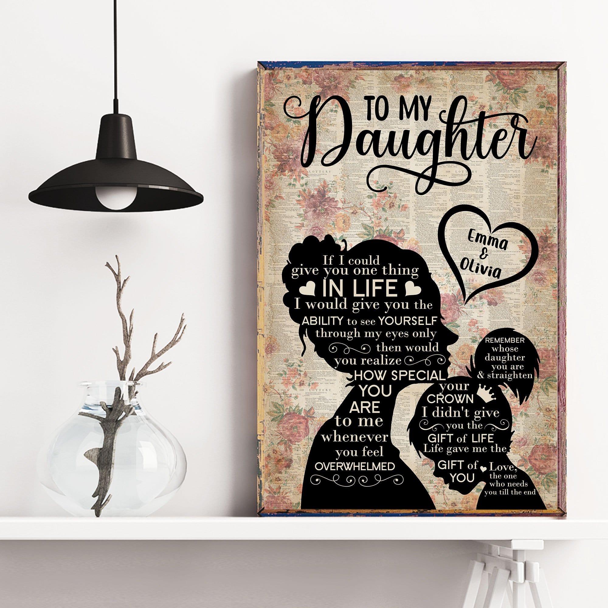 To My Daughter Remember Whose Daughter You Are And Straighten Your Crown, Family Custom Poster, Gift For Daughter-Macorner