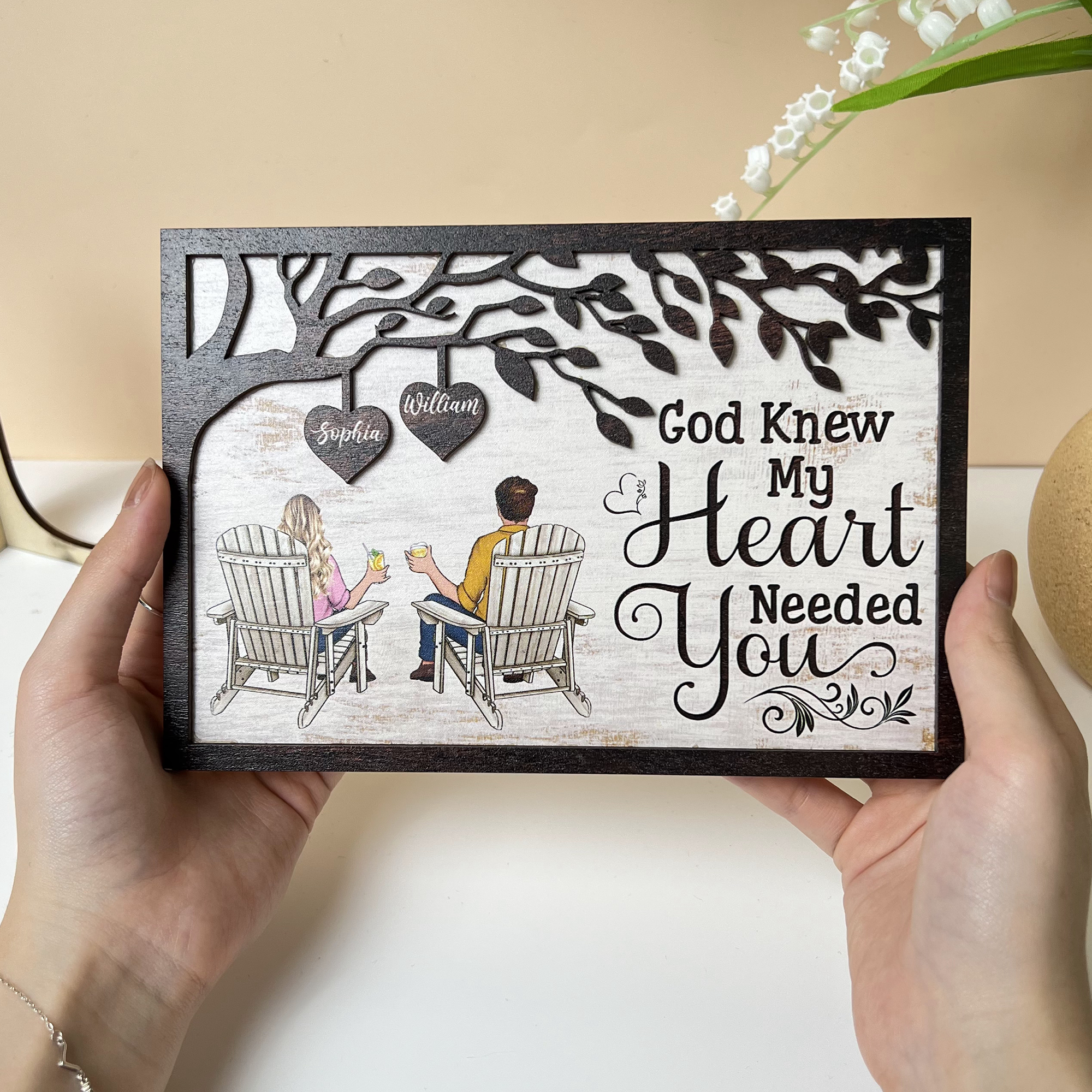 God Gave Me You - Personalized 2 Layers Wooden Plaque - Anniversary Gifts For Her, Him