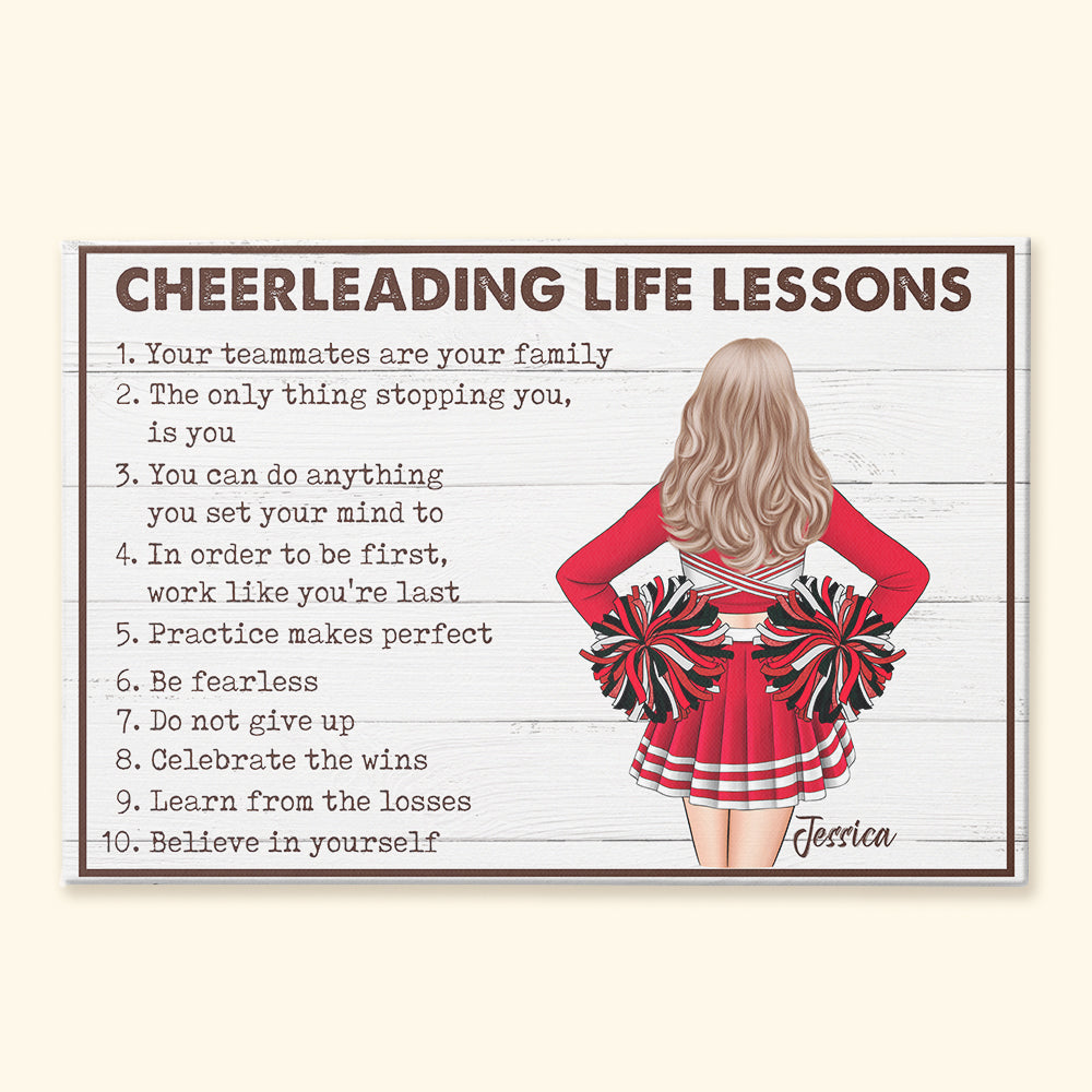 Cheerleading Life Lessons - Personalized Poster/Wrapped Canvas - Birthday Gift For Cheerleading Coach, Cheerleader