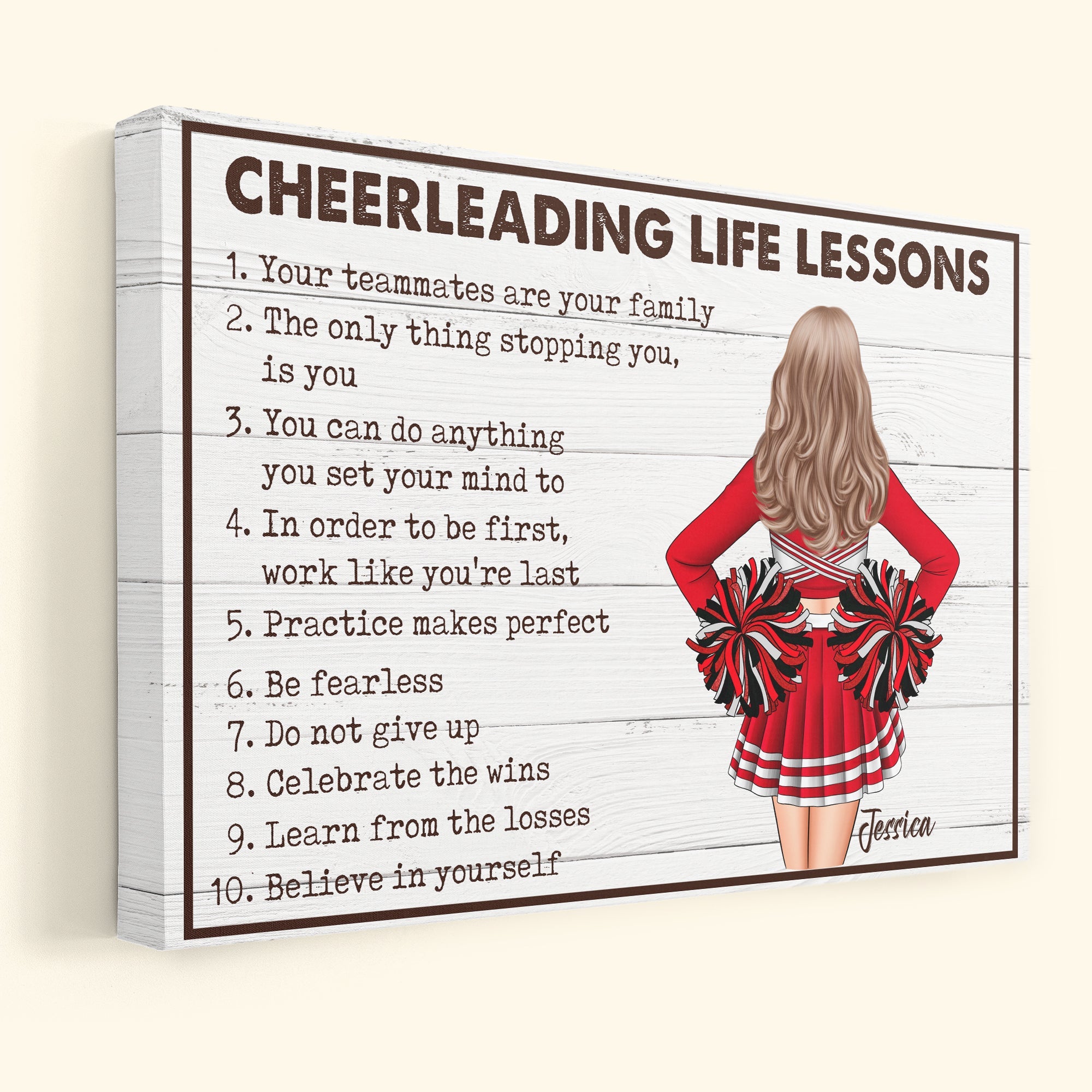 Cheerleading Life Lessons - Personalized Poster/Wrapped Canvas - Birthday Gift For Cheerleading Coach, Cheerleader