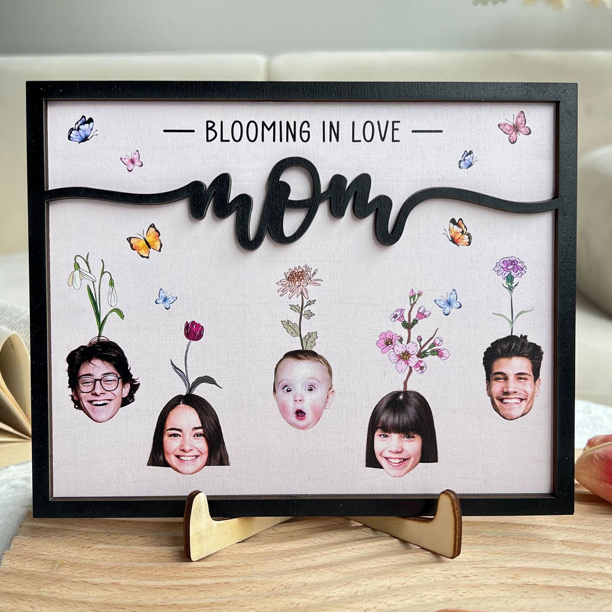 Mom Blooming In Love - Personalized Photo Wooden Plaque