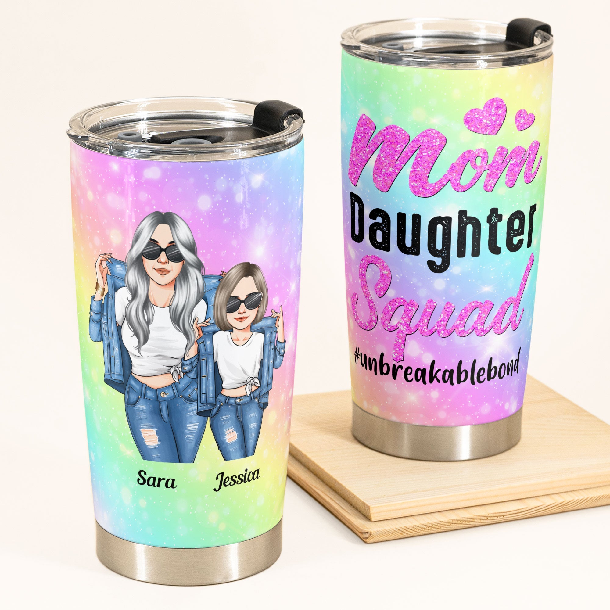 Mom Daughter Squad - Personalized Tumbler Cup - Mother's Day Gift For Mother, Mom