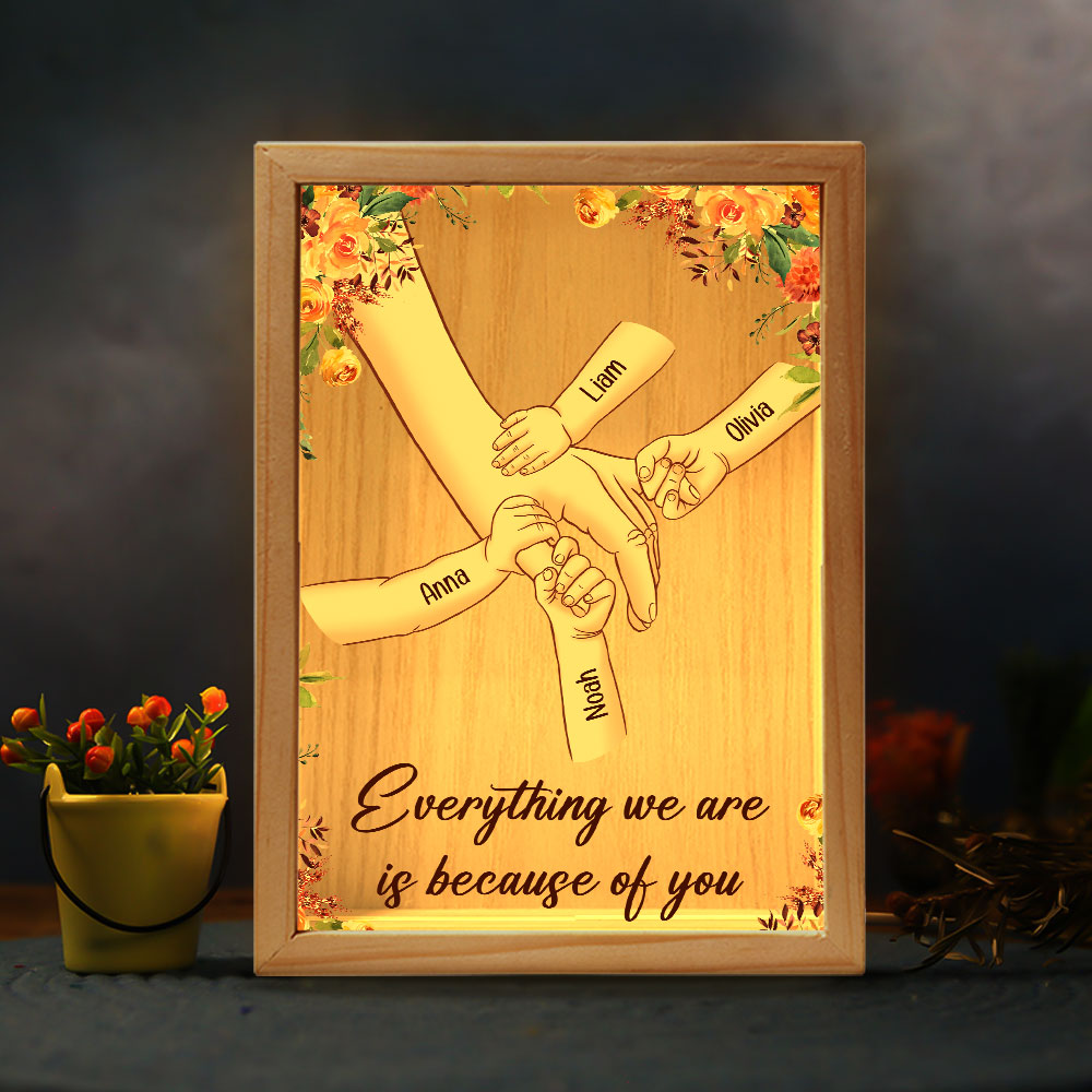 Mom Everything We Are Is Because Of You - Personalized Frame Light Box