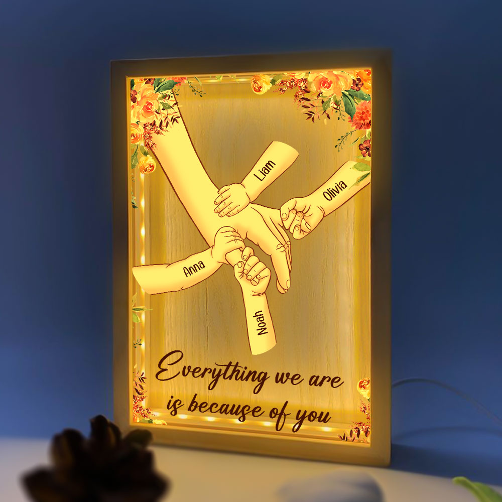 Mom Everything We Are Is Because Of You - Personalized Frame Light Box