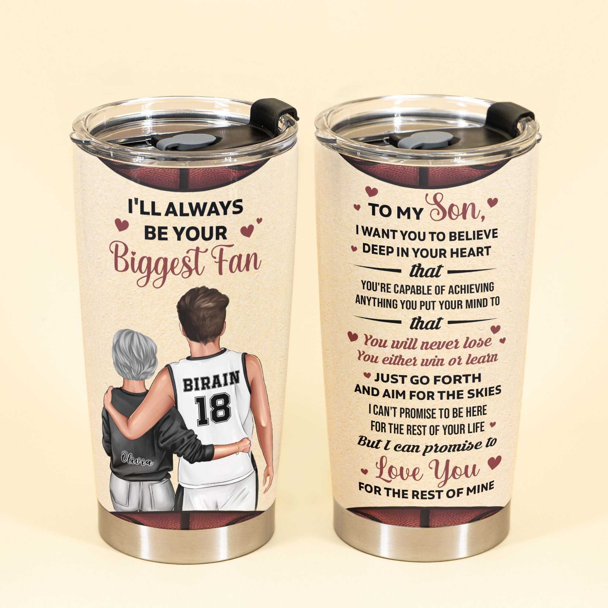 Mom Grandma - Your Biggest Fan - Personalized Tumbler Cup - Gift For Son, Grandson