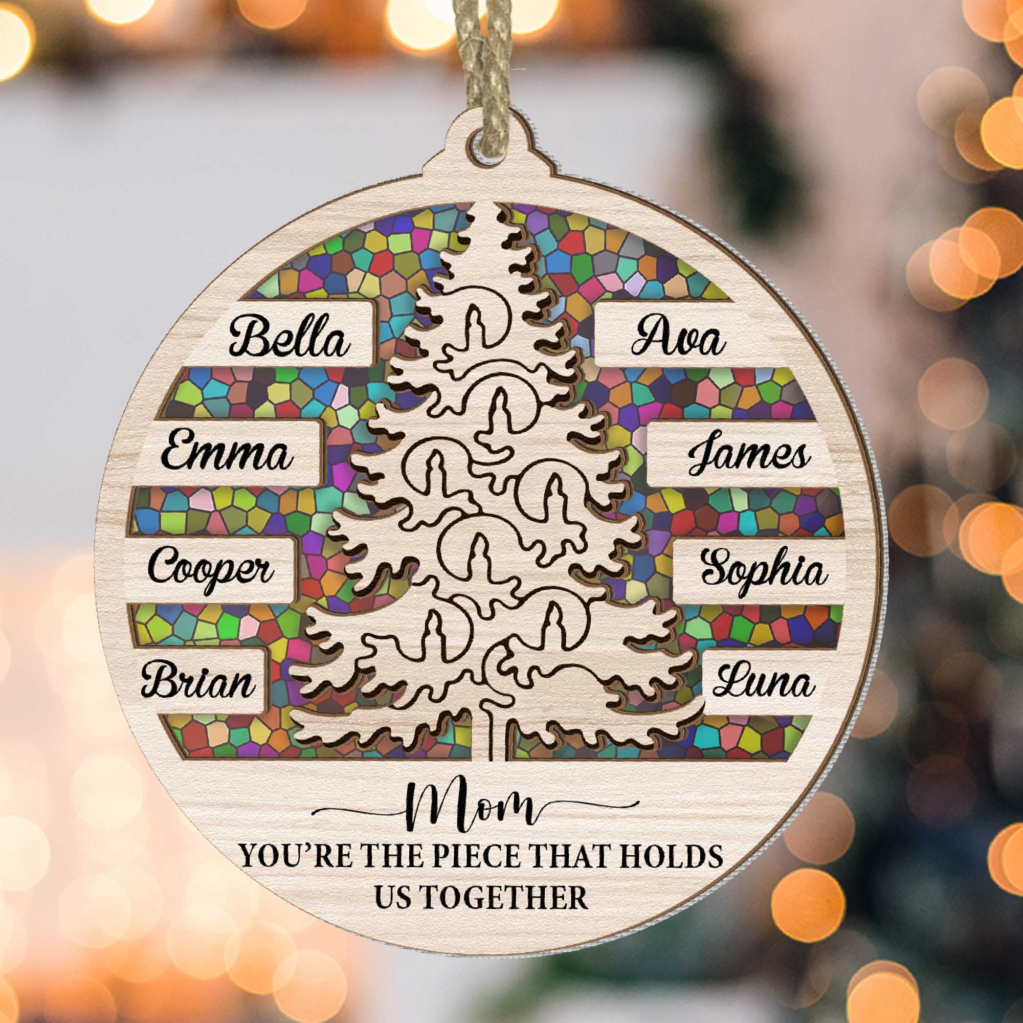 Mom Holds Us Together - Personalized Suncatcher Ornament