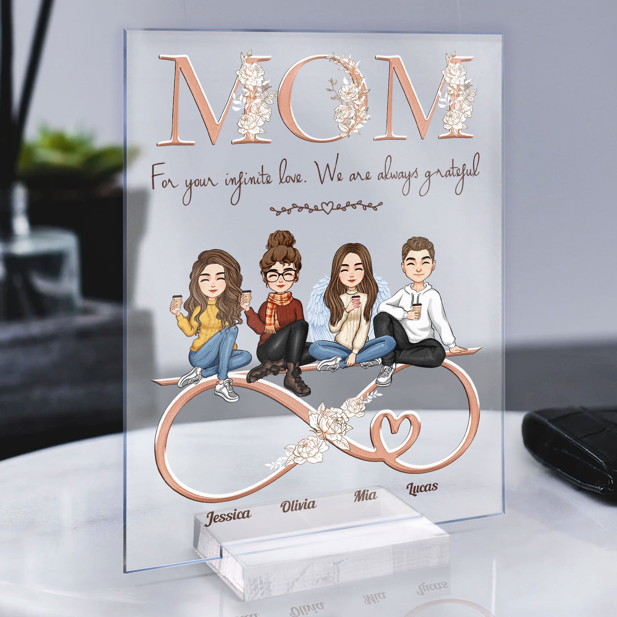 Mom Infinity Love Mother & Daughter - Personalized Acrylic Plaque