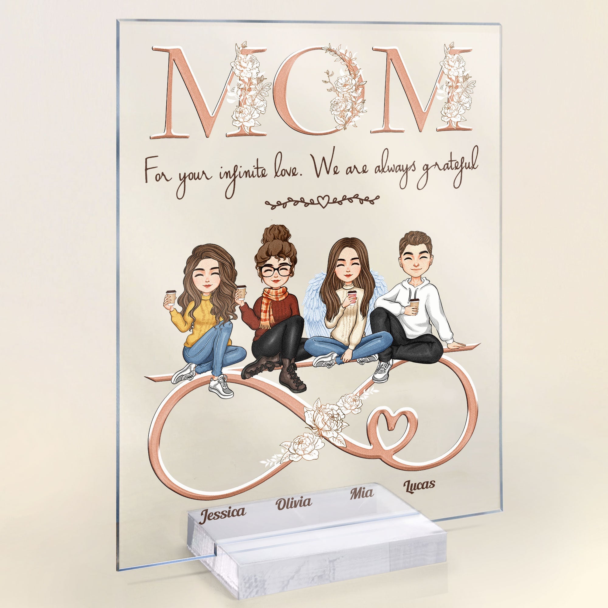 Mom Infinity Love Mother & Daughter - Personalized Acrylic Plaque