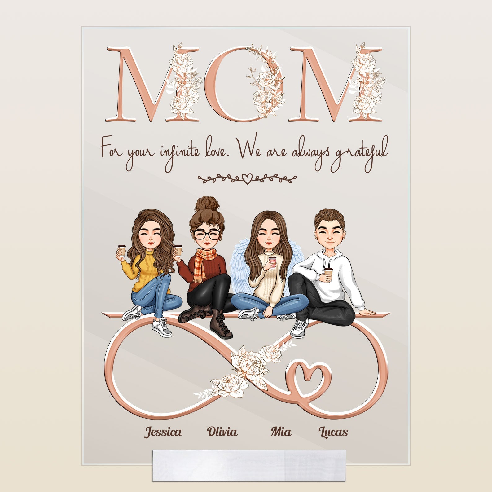 Mom Infinity Love Mother & Daughter - Personalized Acrylic Plaque