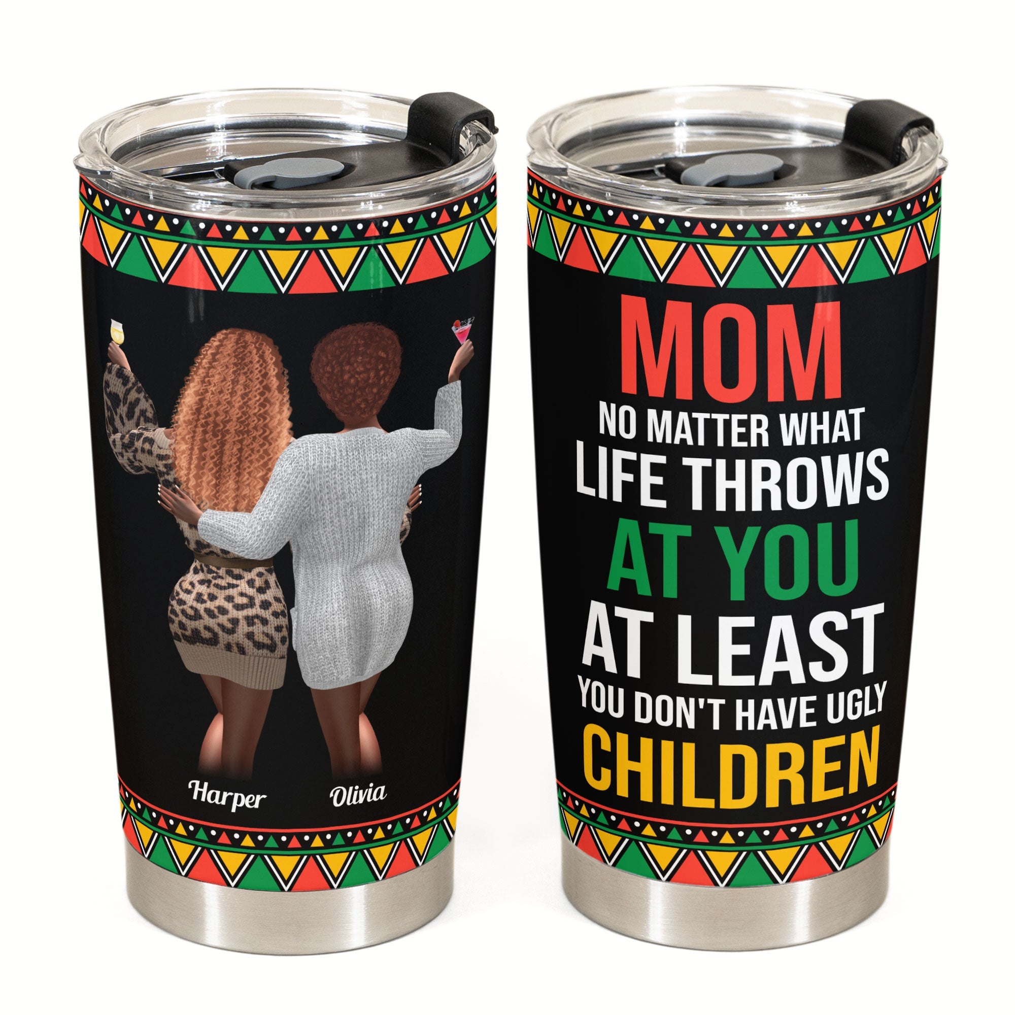 Mom No Matter What - Leopard Design - Personalized Wine Tumbler - Birthday Gift Mother's Day Funny Gift For Mom, Daughers