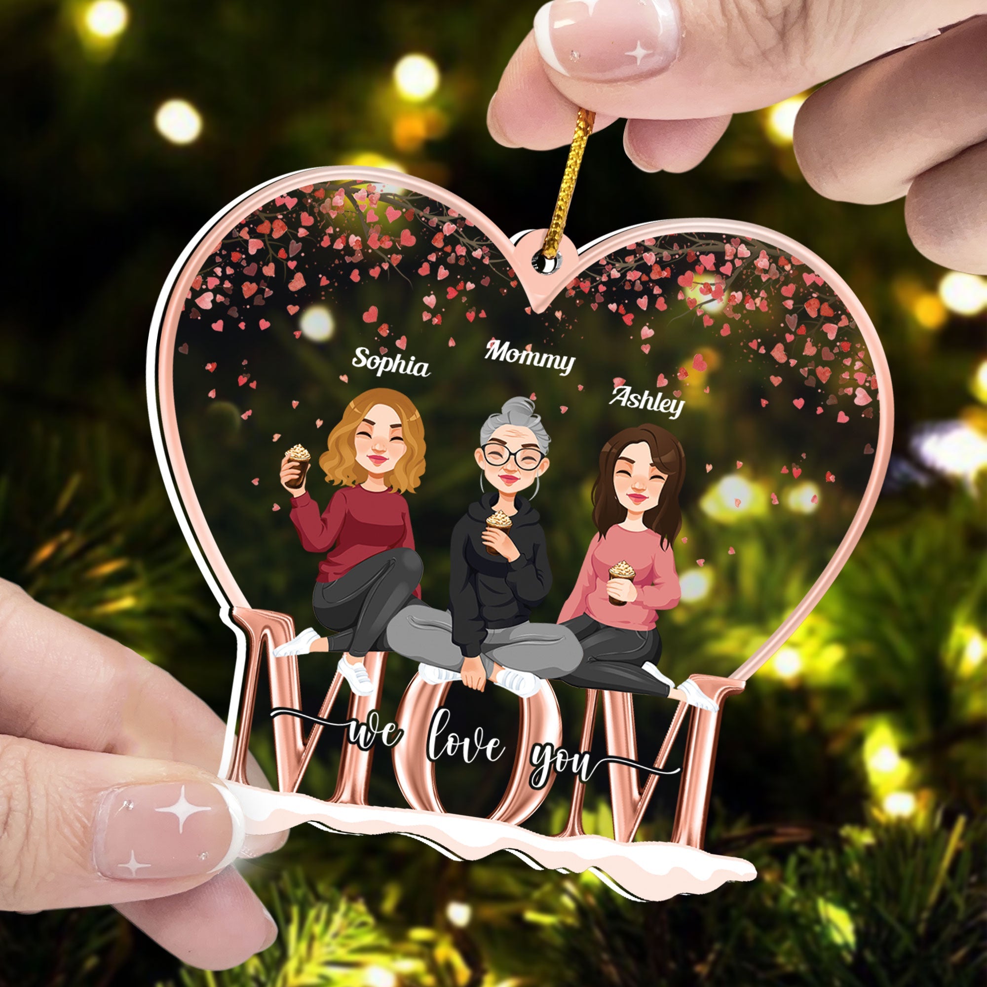 Mom We Love You - Personalized Mom Heart Shaped Acrylic Ornament