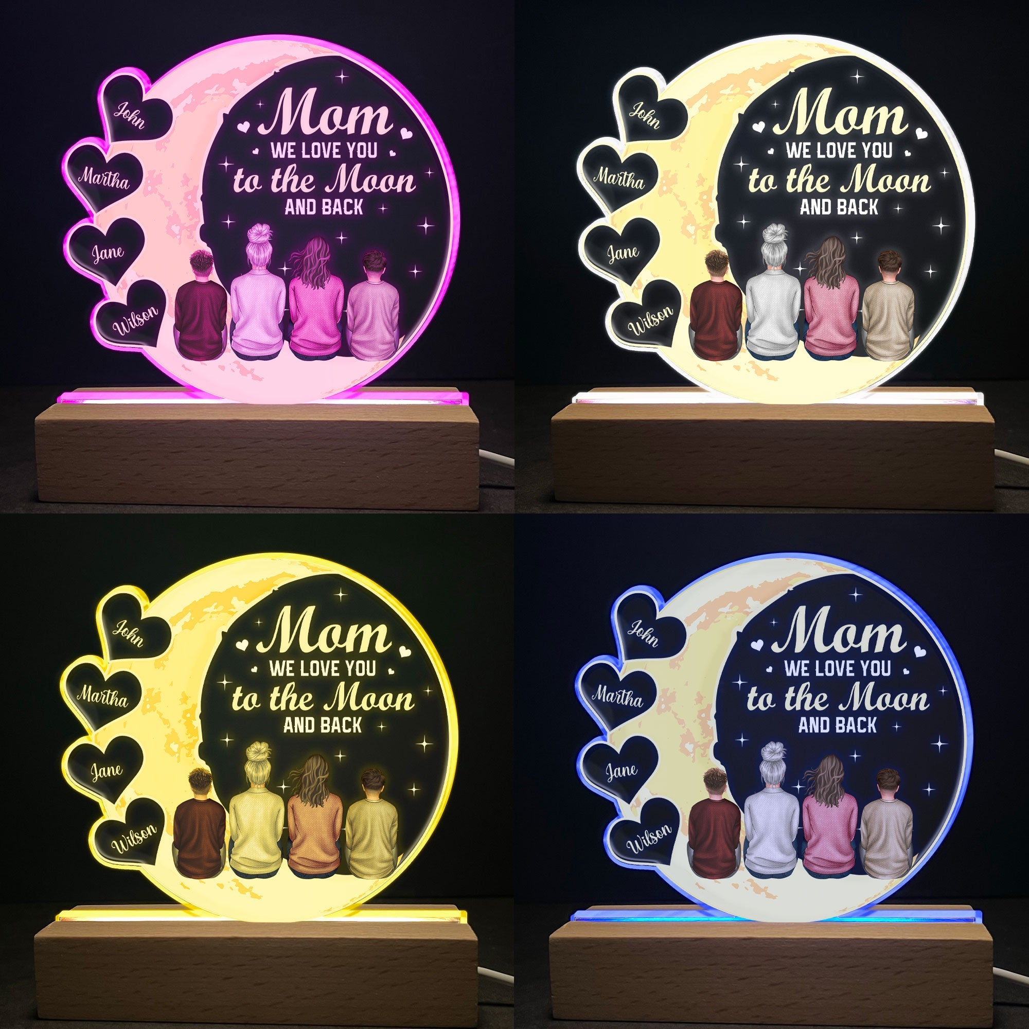 Mom We Love You To The Moon And Back - Personalized LED Light