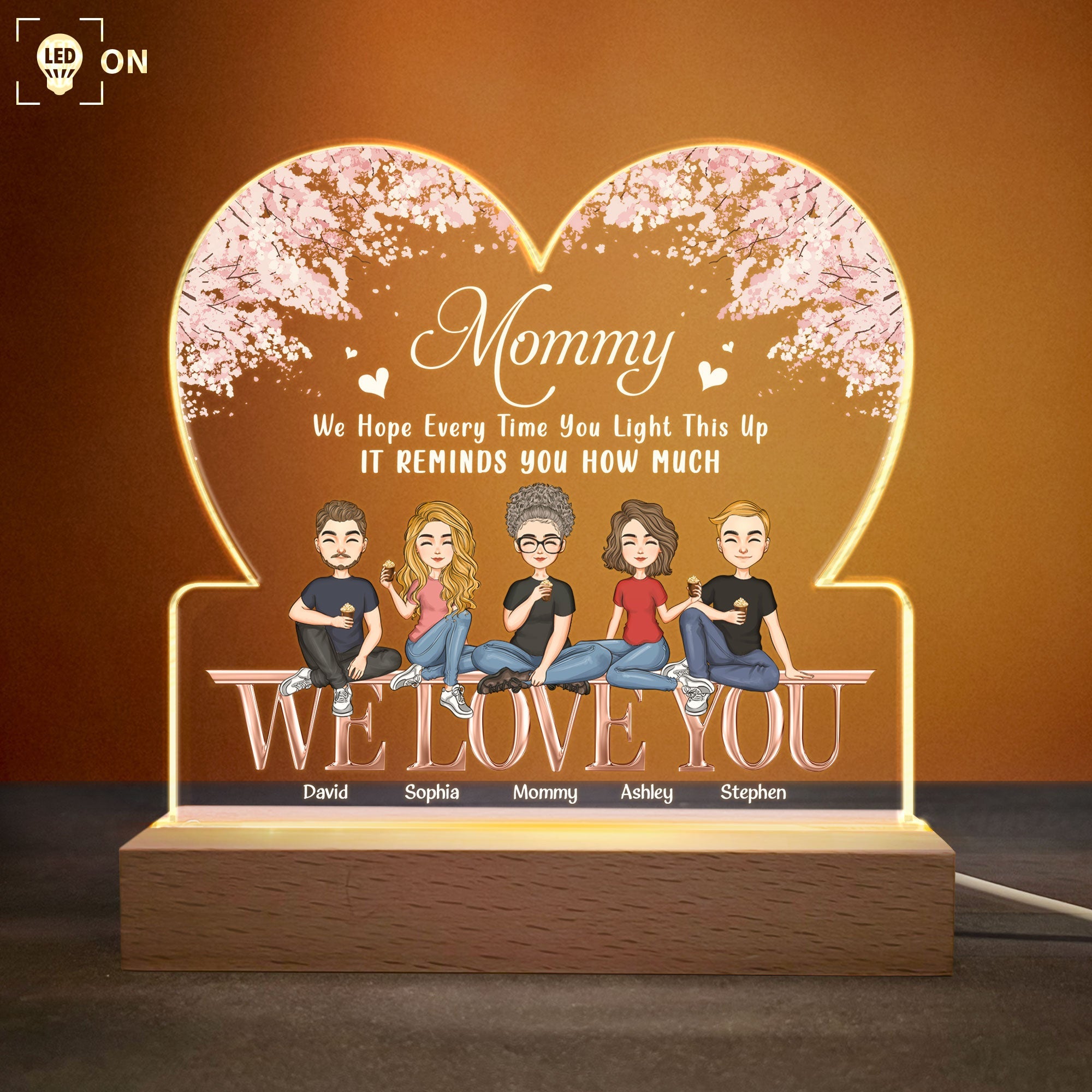 Mommy - We Love You - Personalized LED Light