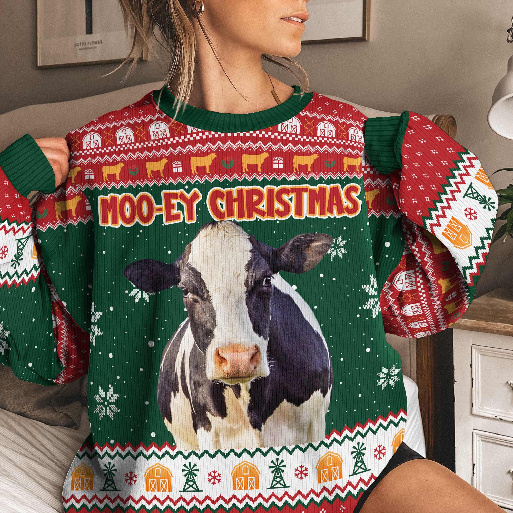 Moo-Ey Christmas - Personalized Photo Ugly Sweater