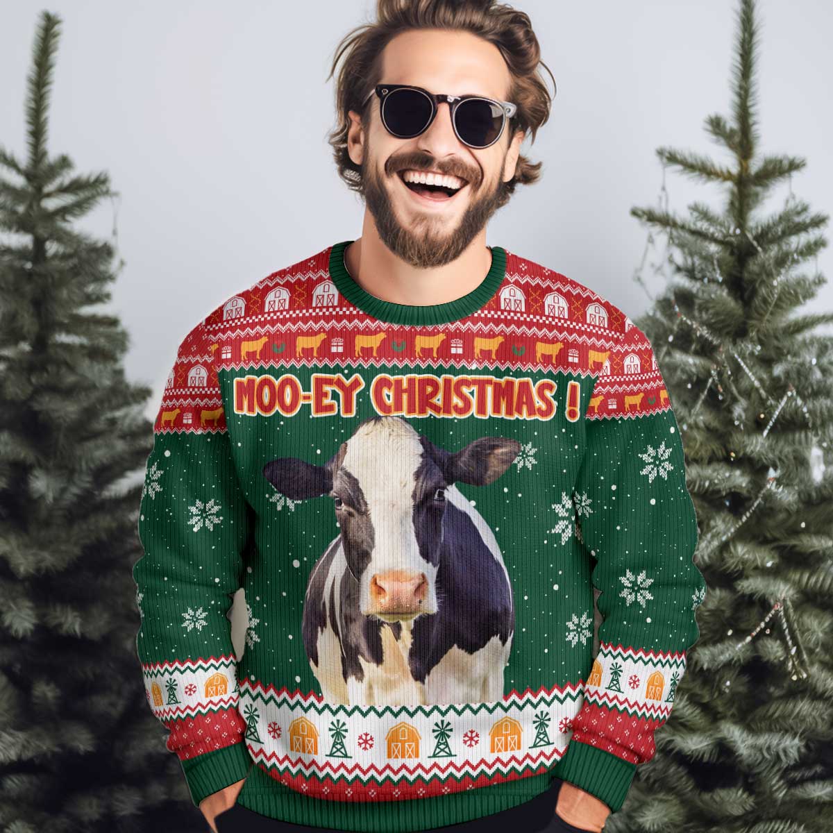 Moo-Ey Christmas - Personalized Photo Ugly Sweater