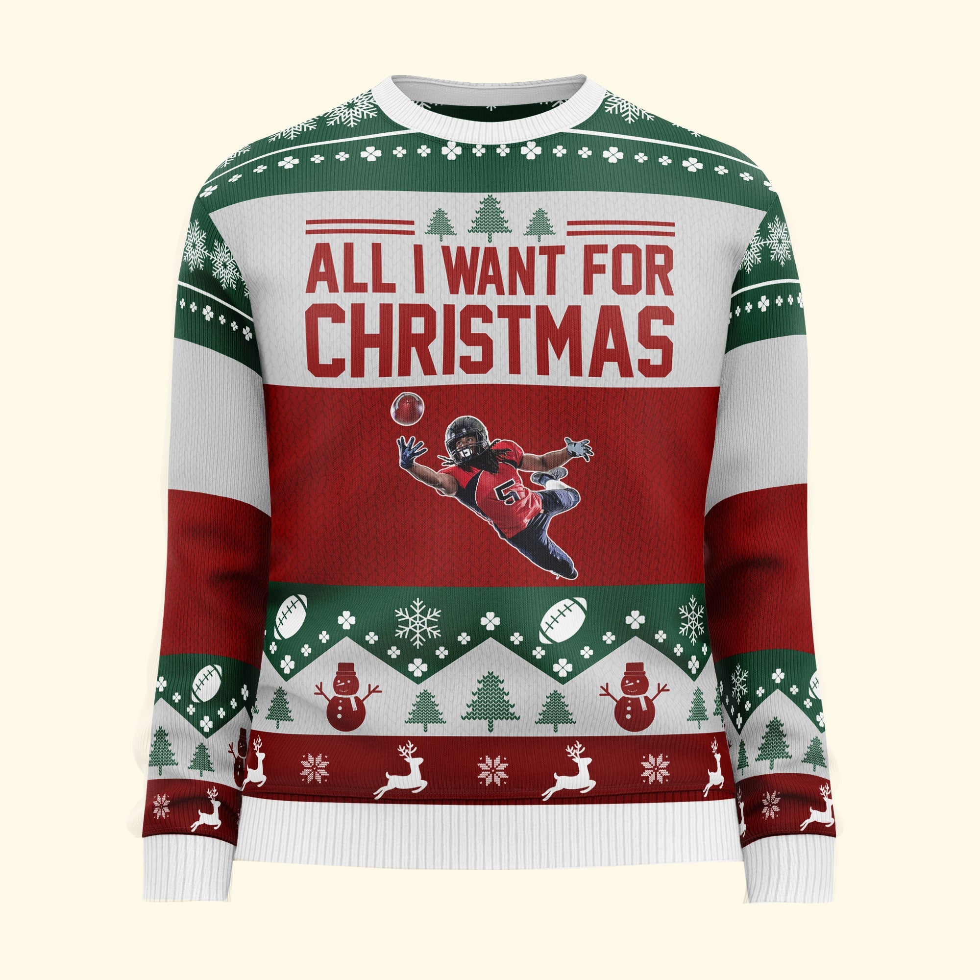 More Time Play Football - Personalized Photo Ugly Sweater