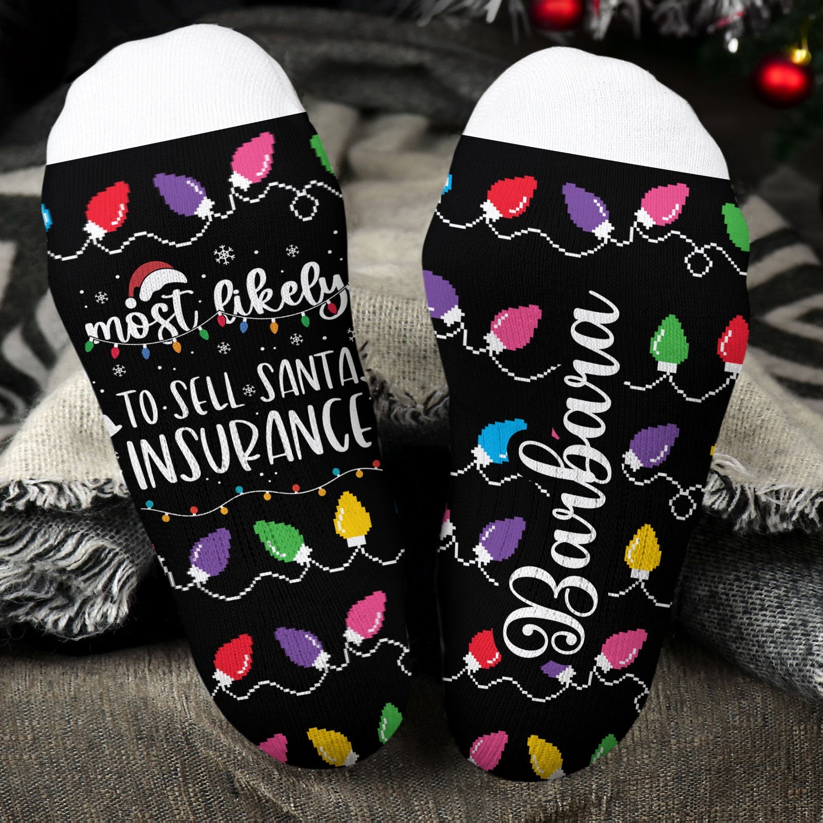 Most Likely And Custom Christmas Family - Personalized Crew Socks