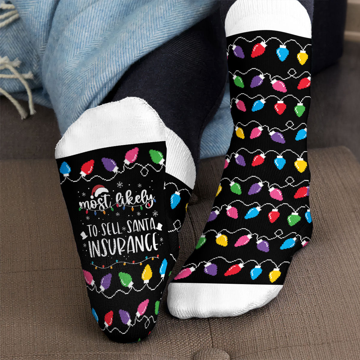 Most Likely And Custom Christmas Family - Personalized Crew Socks