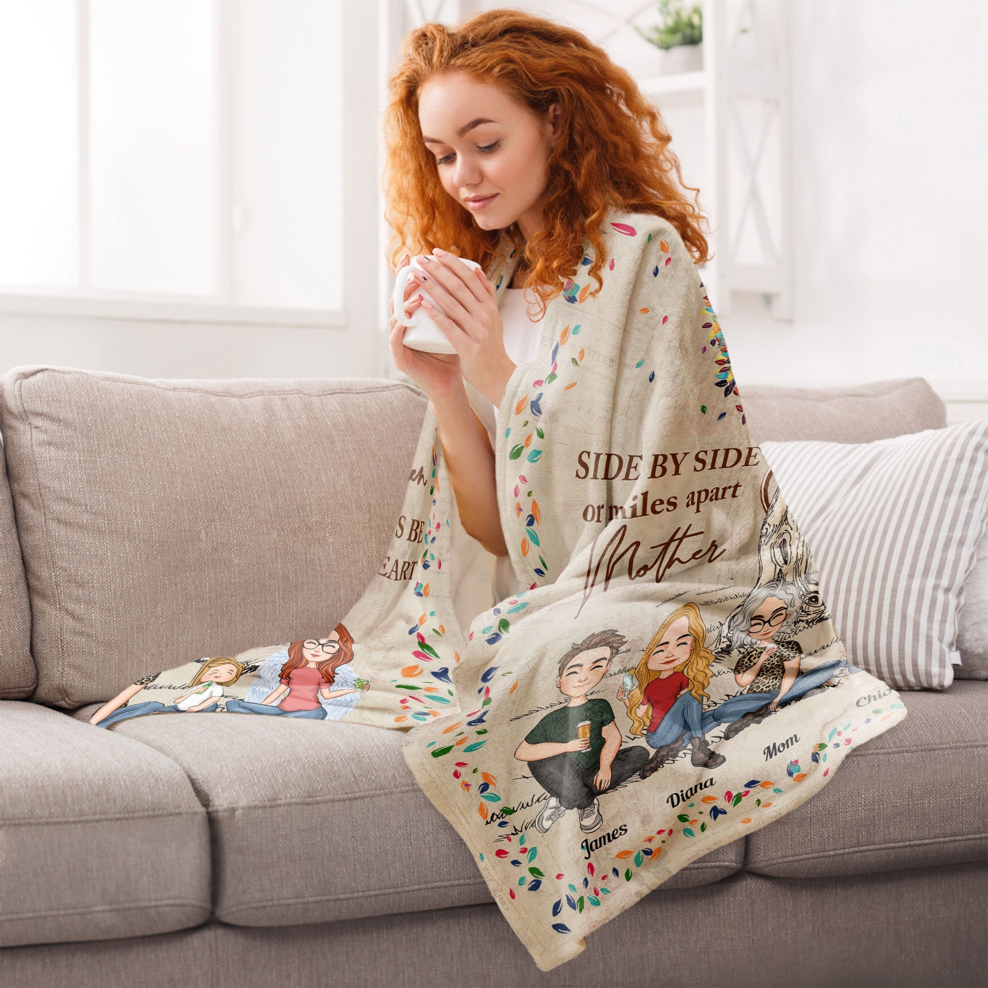 Mother And Children Will Always Be Connected - Personalized Blanket