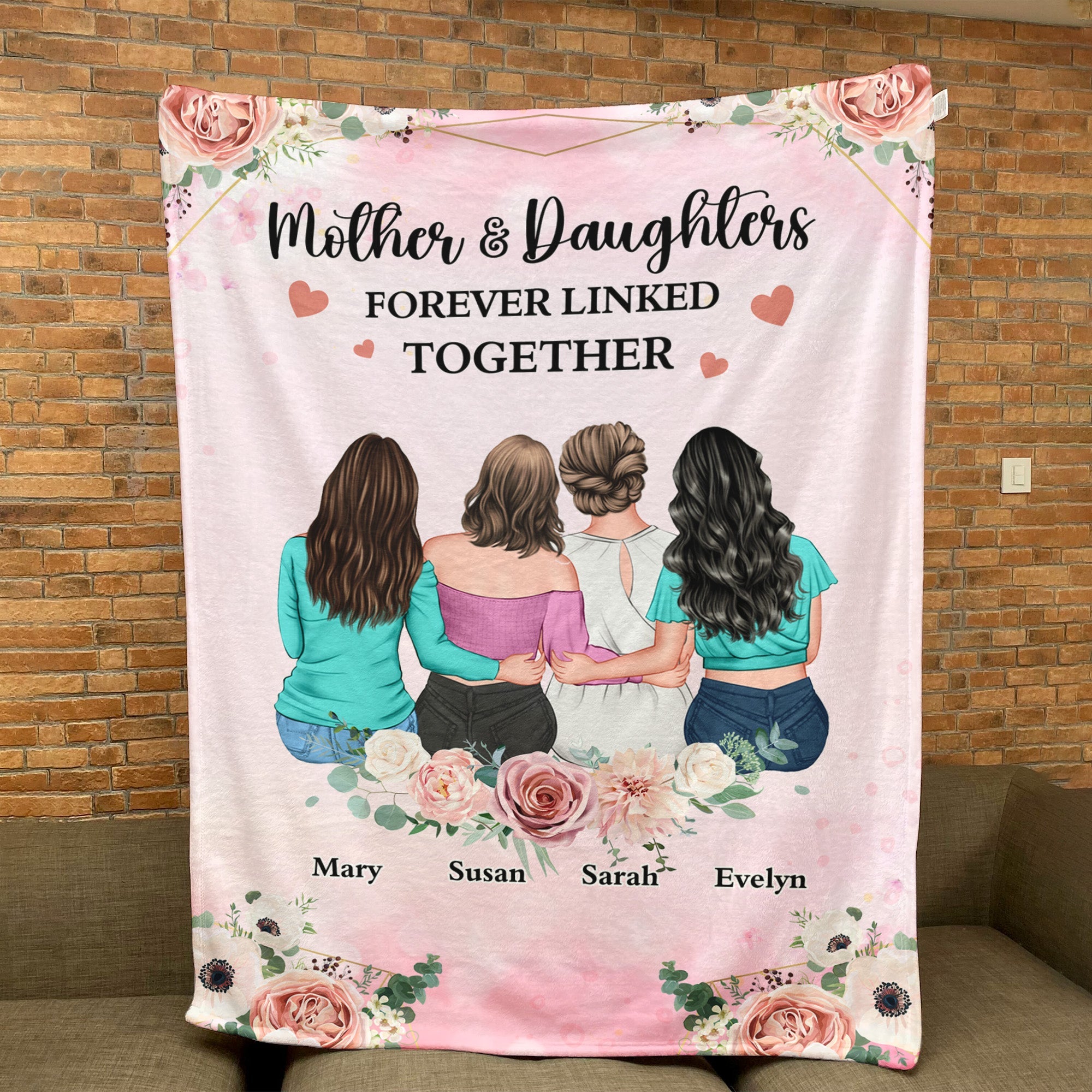 Mother And Daughter Forever Linked Together - Personalized Blanket