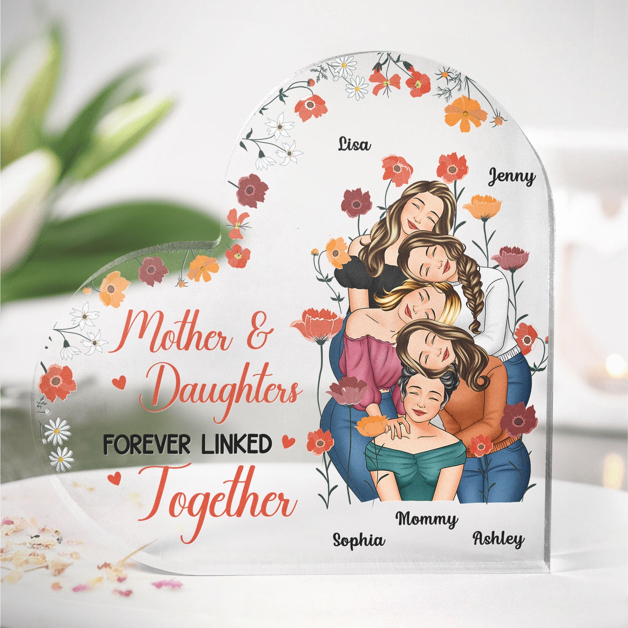 Mother And Daughters Forever Linked Together - Personalized Acrylic Plaque