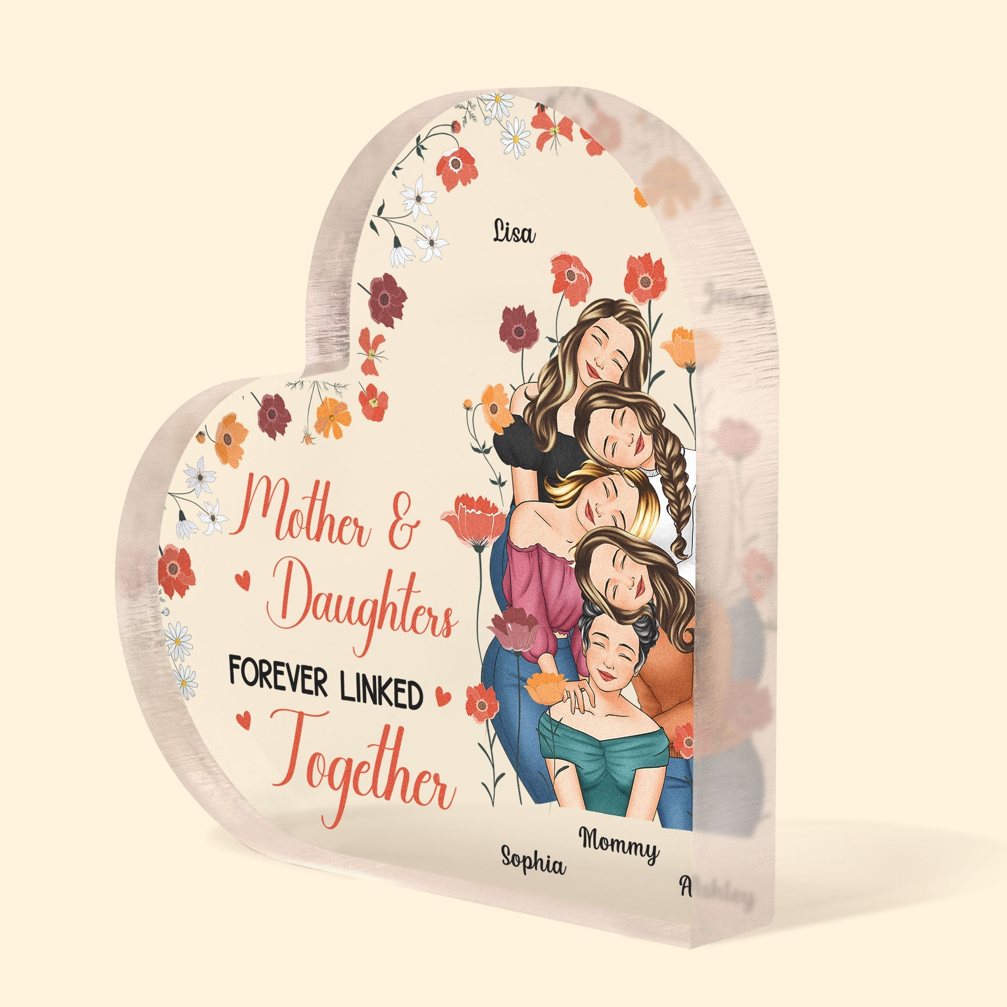 Mother And Daughters Forever Linked Together - Personalized Acrylic Plaque