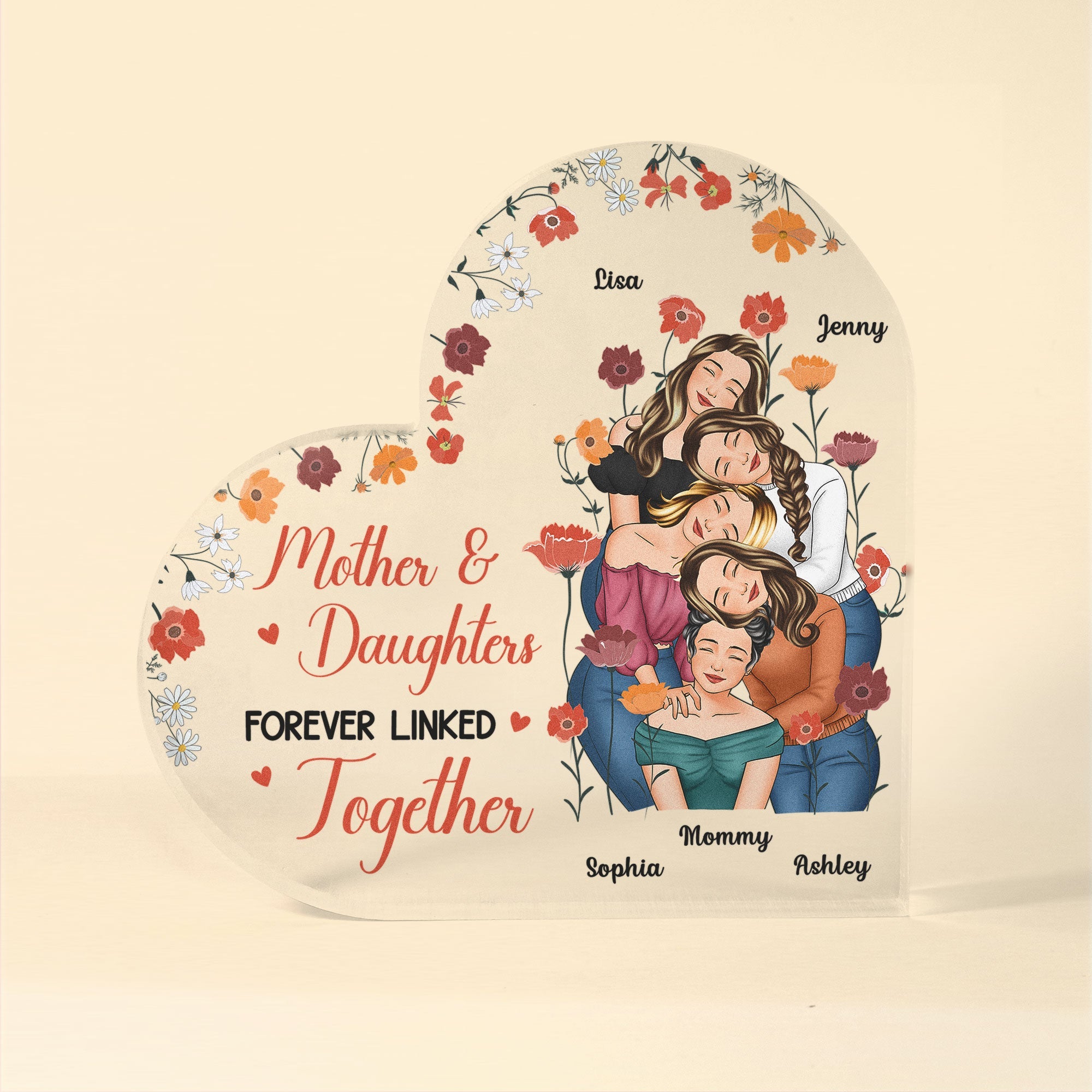 Mother And Daughters Forever Linked Together - Personalized Acrylic Plaque