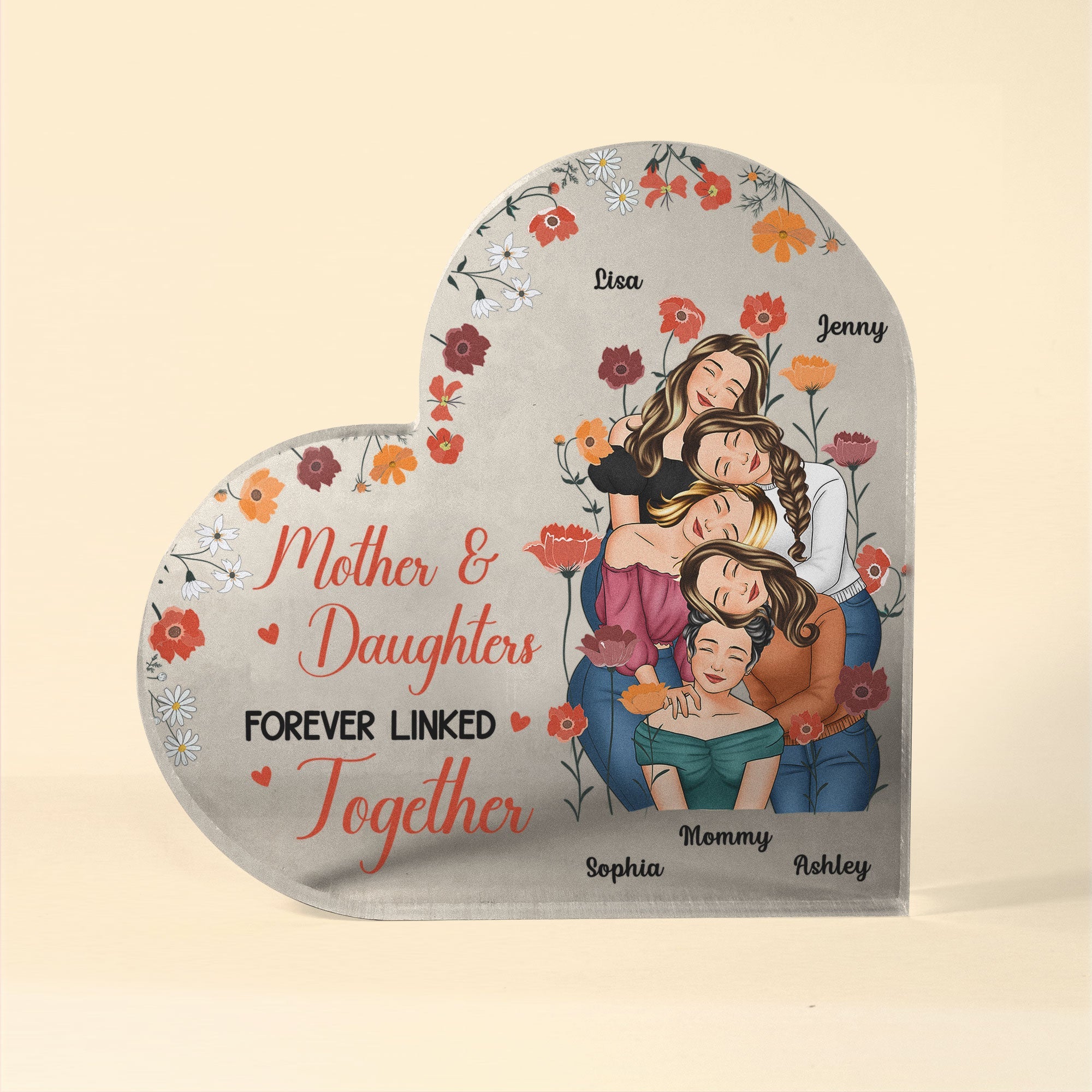 Mother And Daughters Forever Linked Together - Personalized Acrylic Plaque