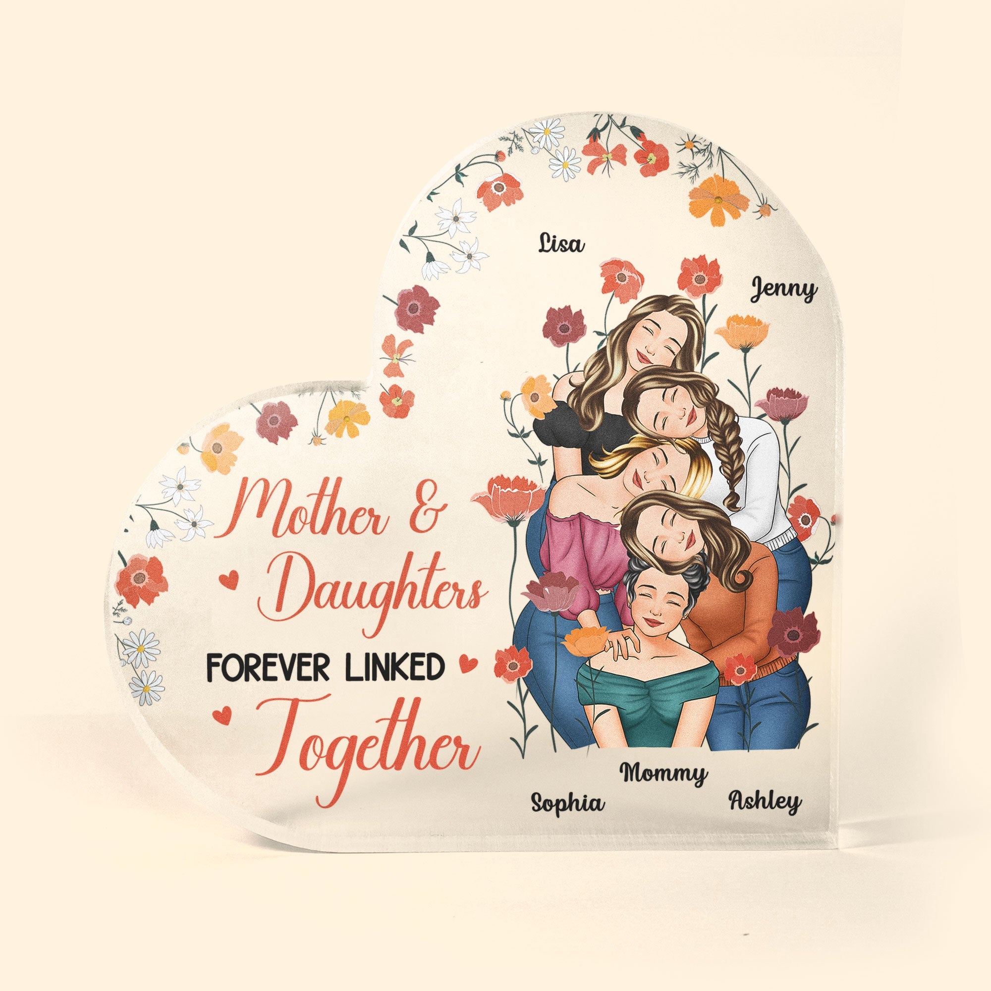 Mother And Daughters Forever Linked Together - Personalized Acrylic Plaque