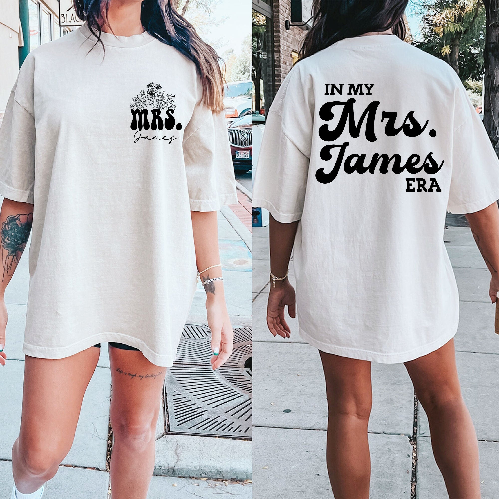 Mrs Tshirt - Retro Custom Bride Name - Personalized Shirt