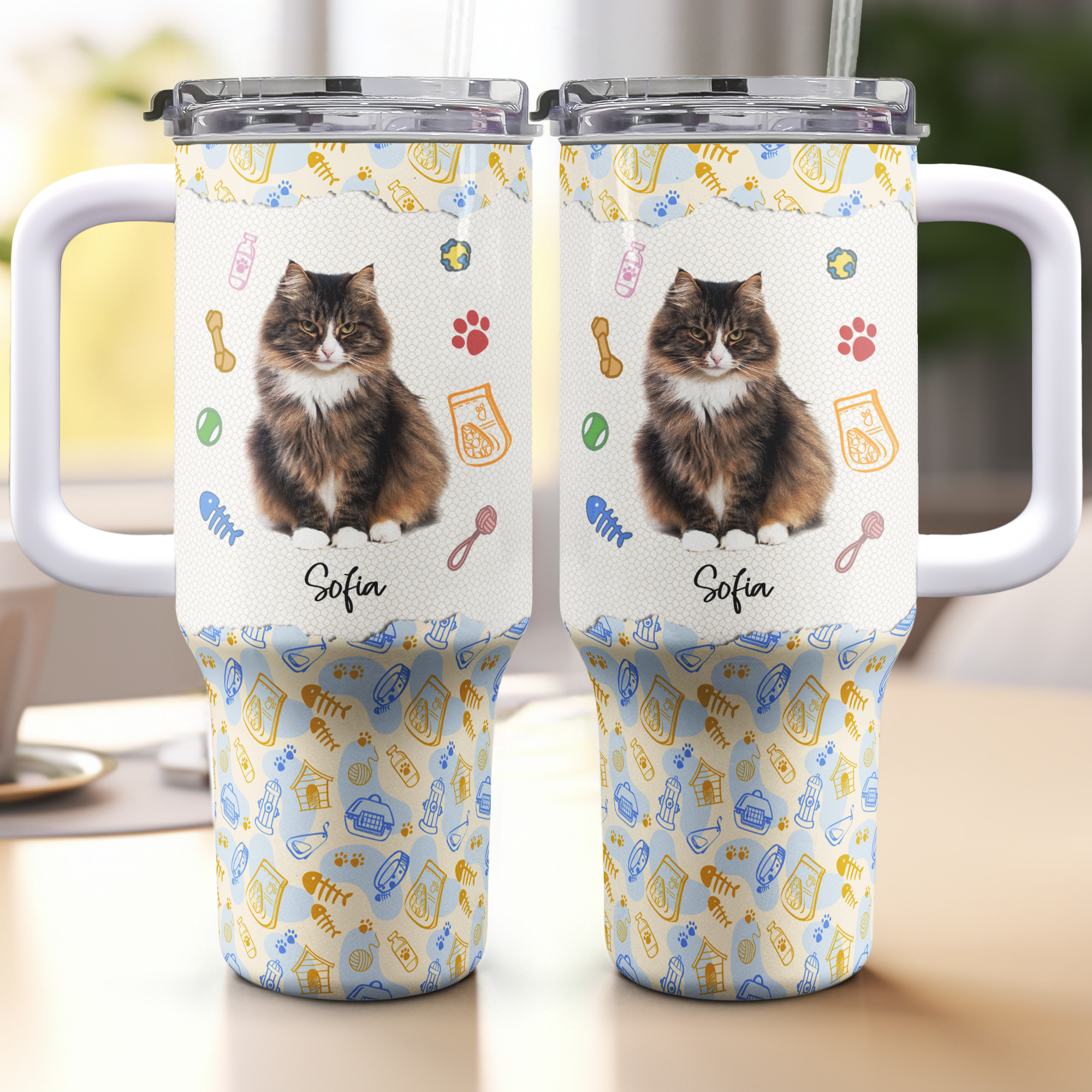 My Adorable Cat Tumbler - Personalized Photo 40oz Tumbler With Straw