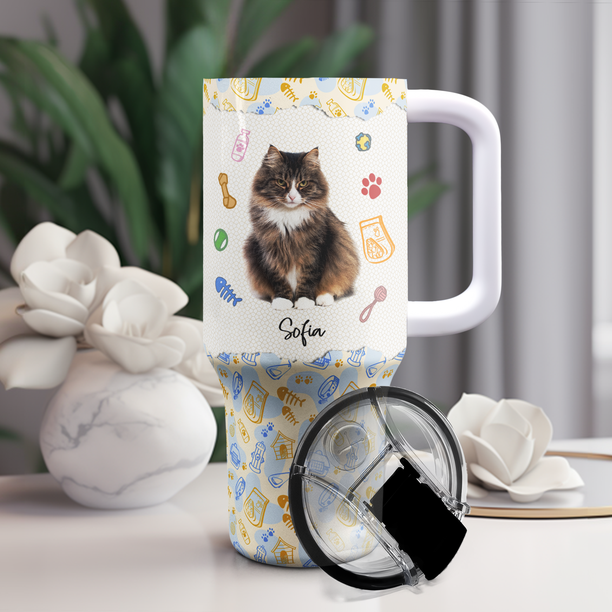 My Adorable Cat Tumbler - Personalized Photo 40oz Tumbler With Straw