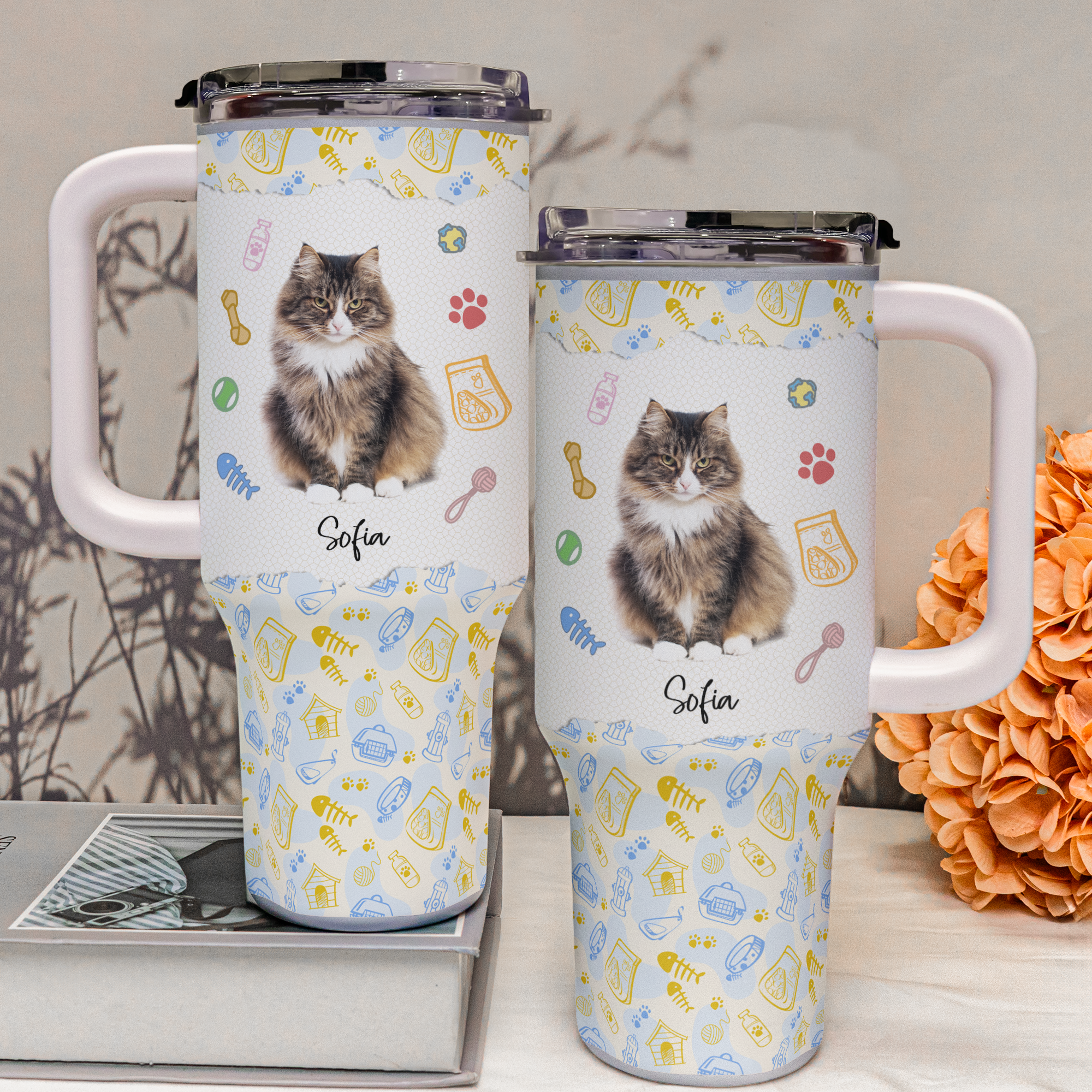 My Adorable Cat Tumbler - Personalized Photo 40oz Tumbler With Straw