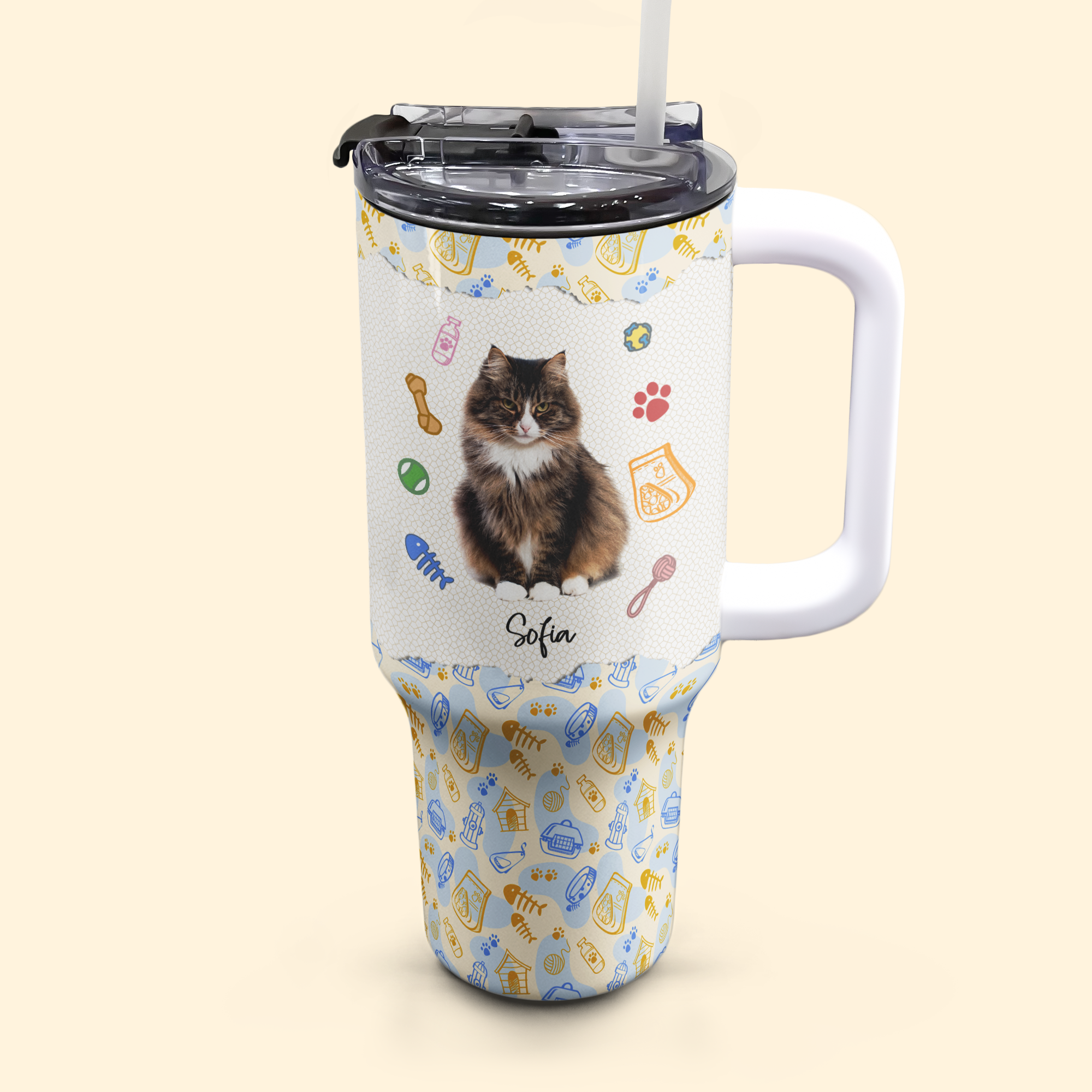 My Adorable Cat Tumbler - Personalized Photo 40oz Tumbler With Straw