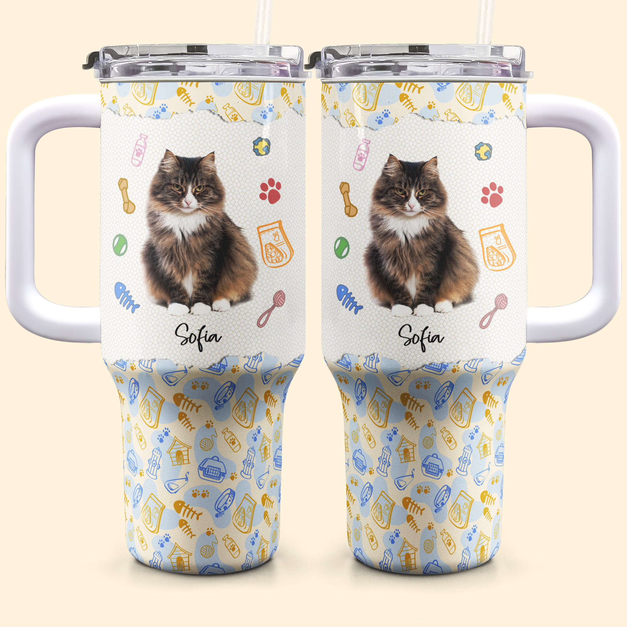 My Adorable Cat Tumbler - Personalized Photo 40oz Tumbler With Straw