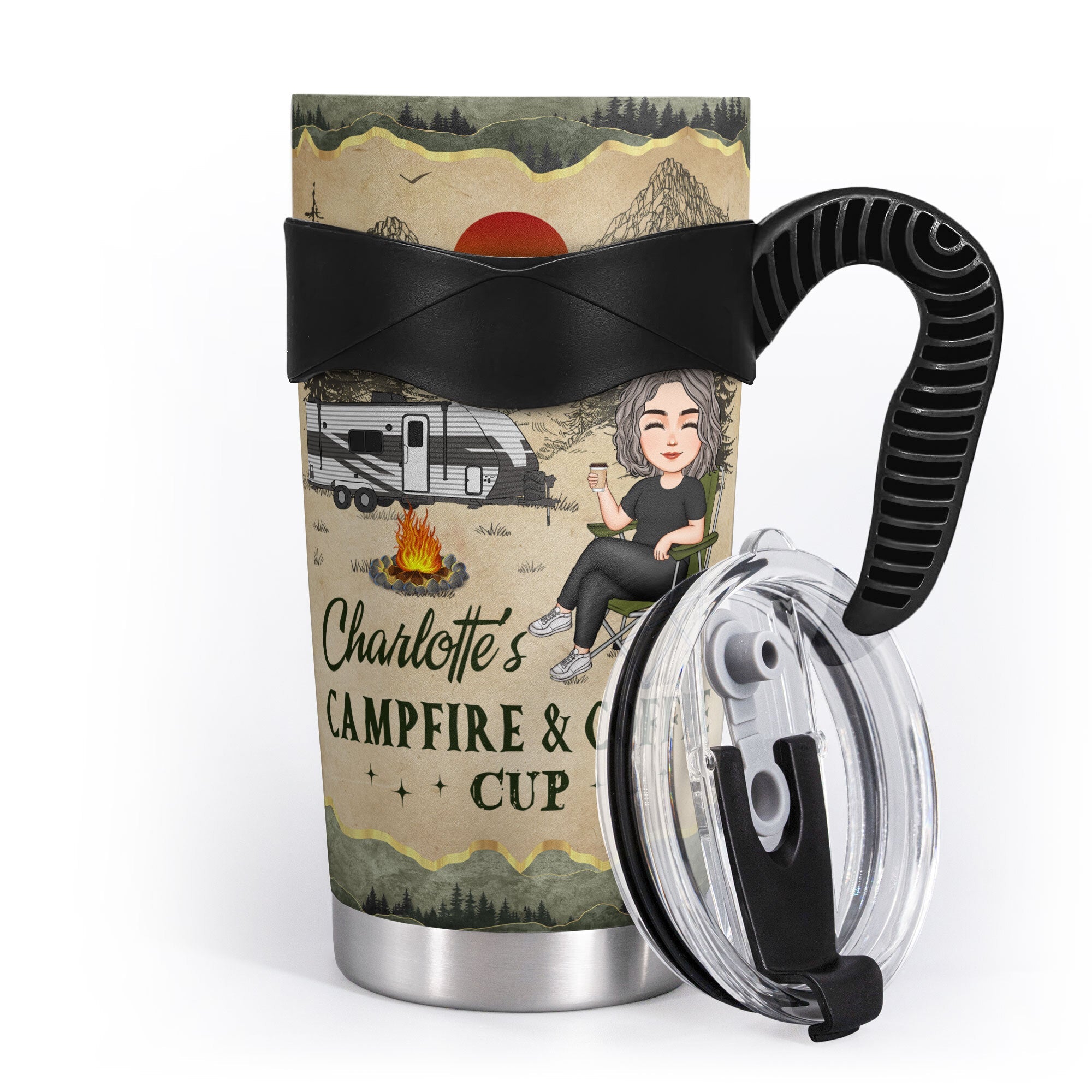 My Campfire And Coffee Cup - Personalized Tumbler Cup