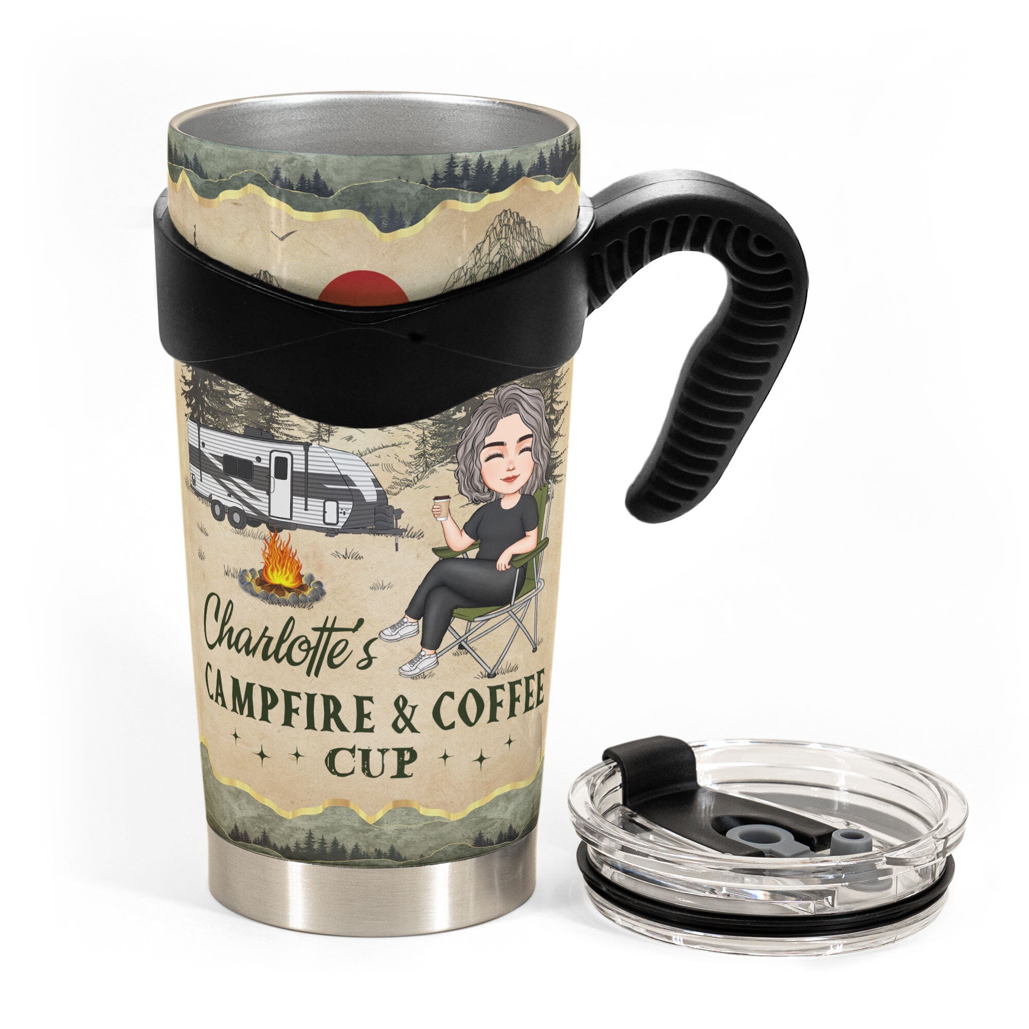 My Campfire And Coffee Cup - Personalized Tumbler Cup