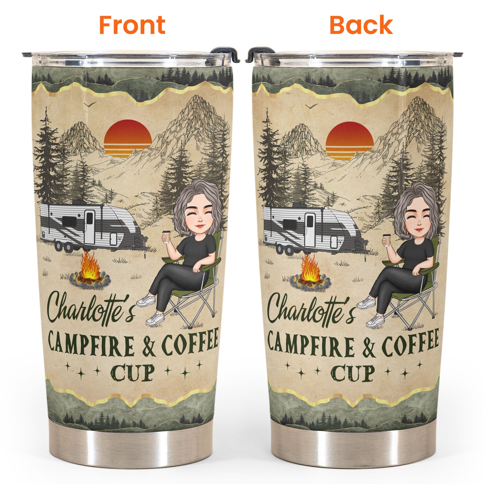 My Campfire And Coffee Cup - Personalized Tumbler Cup