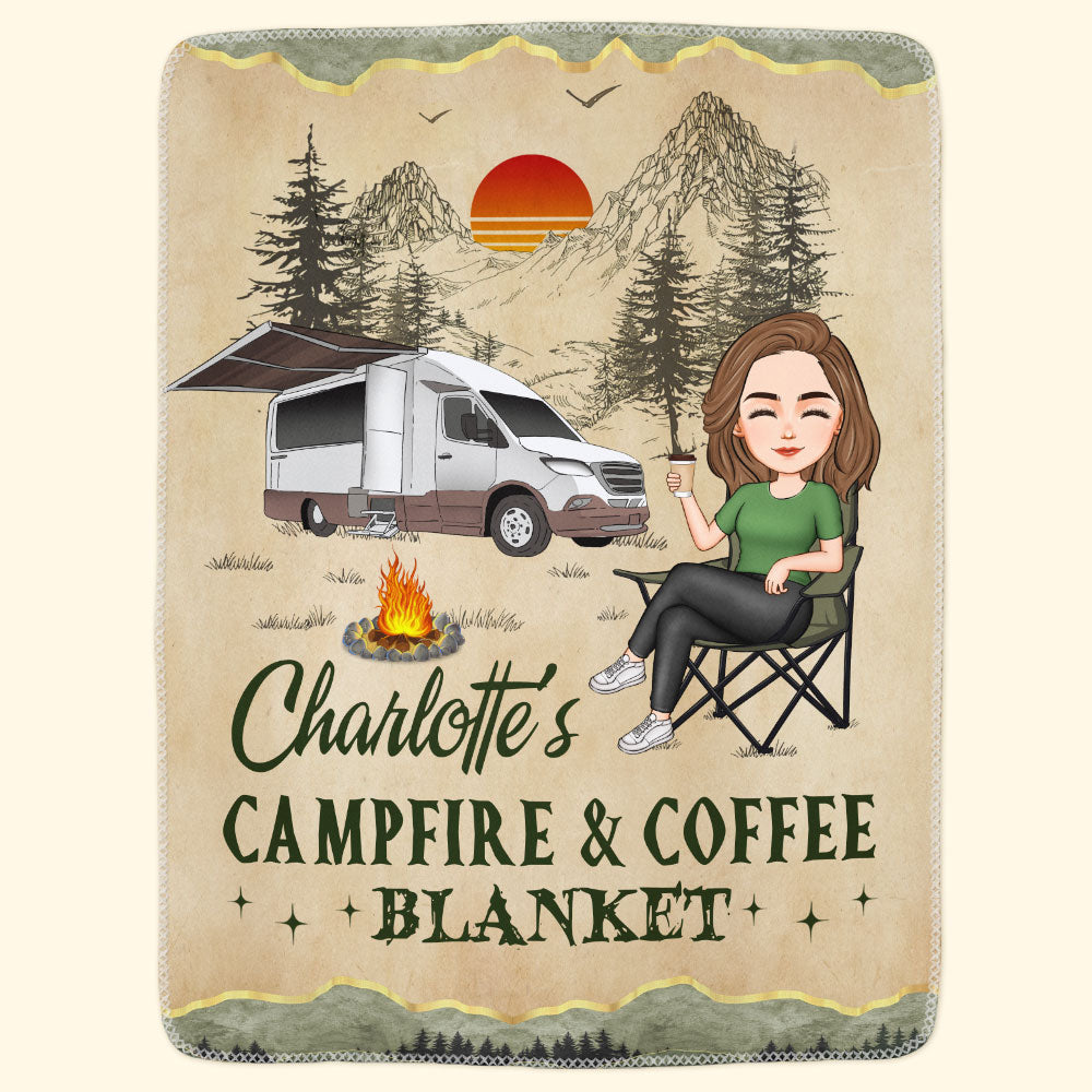 My Campfire And Coffee Blanket - Personalized Blanket