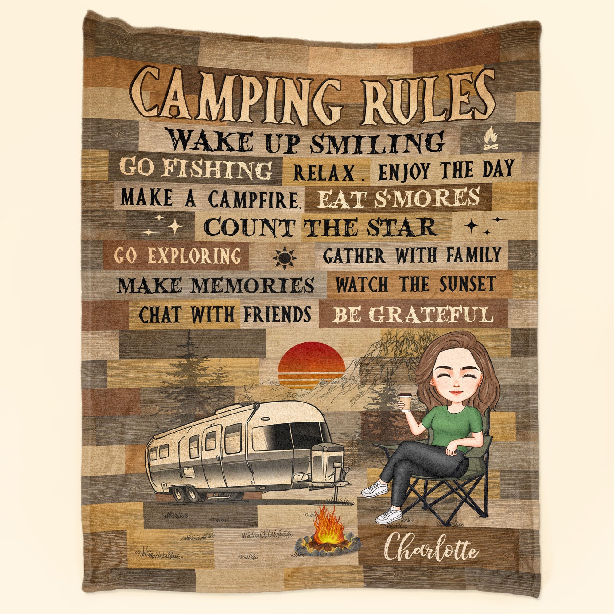 My Camping Rules - Personalized Blanket