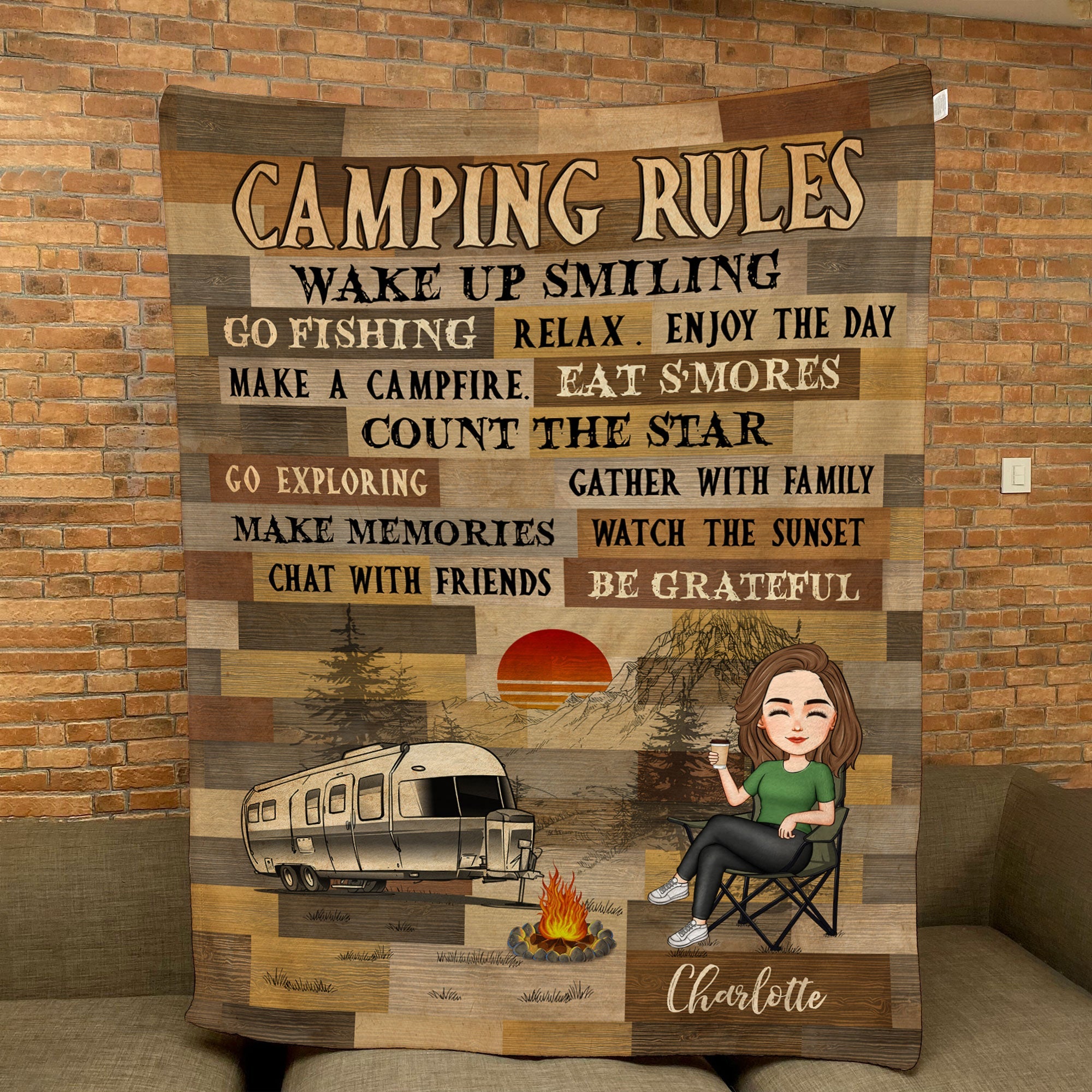 My Camping Rules - Personalized Blanket