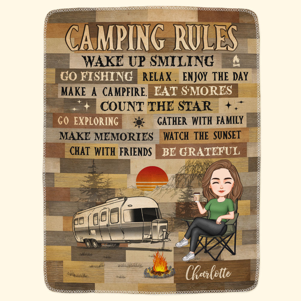 My Camping Rules - Personalized Blanket