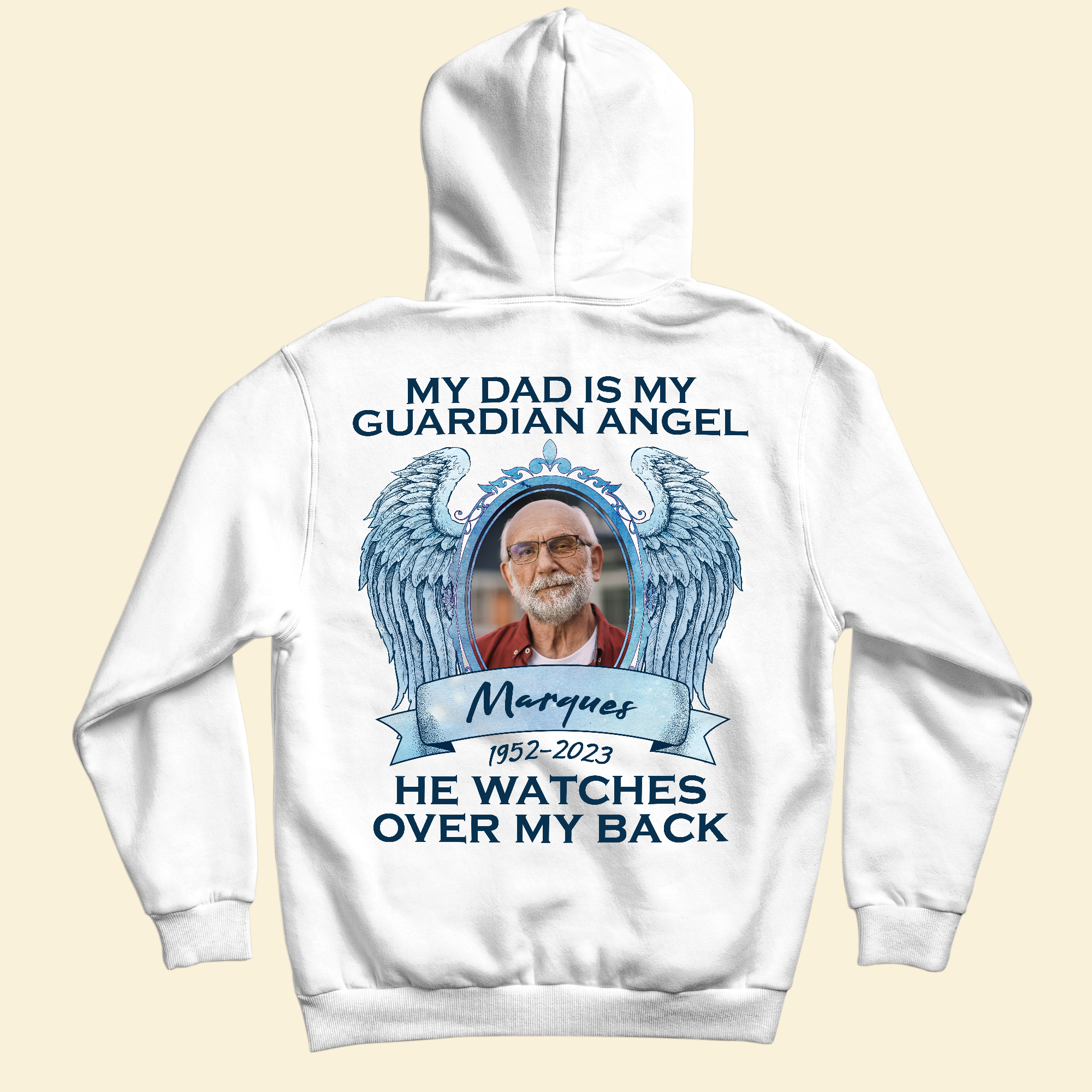 My Dad Is My Guardian Angel - Personalized Photo Back Printed Shirt