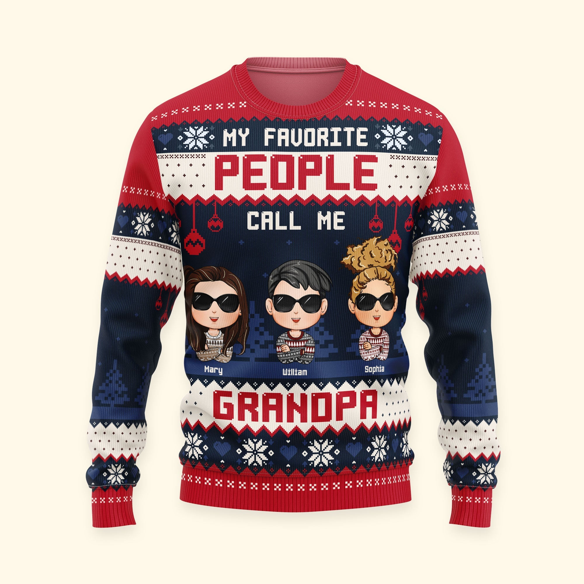 My Favorite People Call Me Daddy Grandpa - Personalized Ugly Sweater