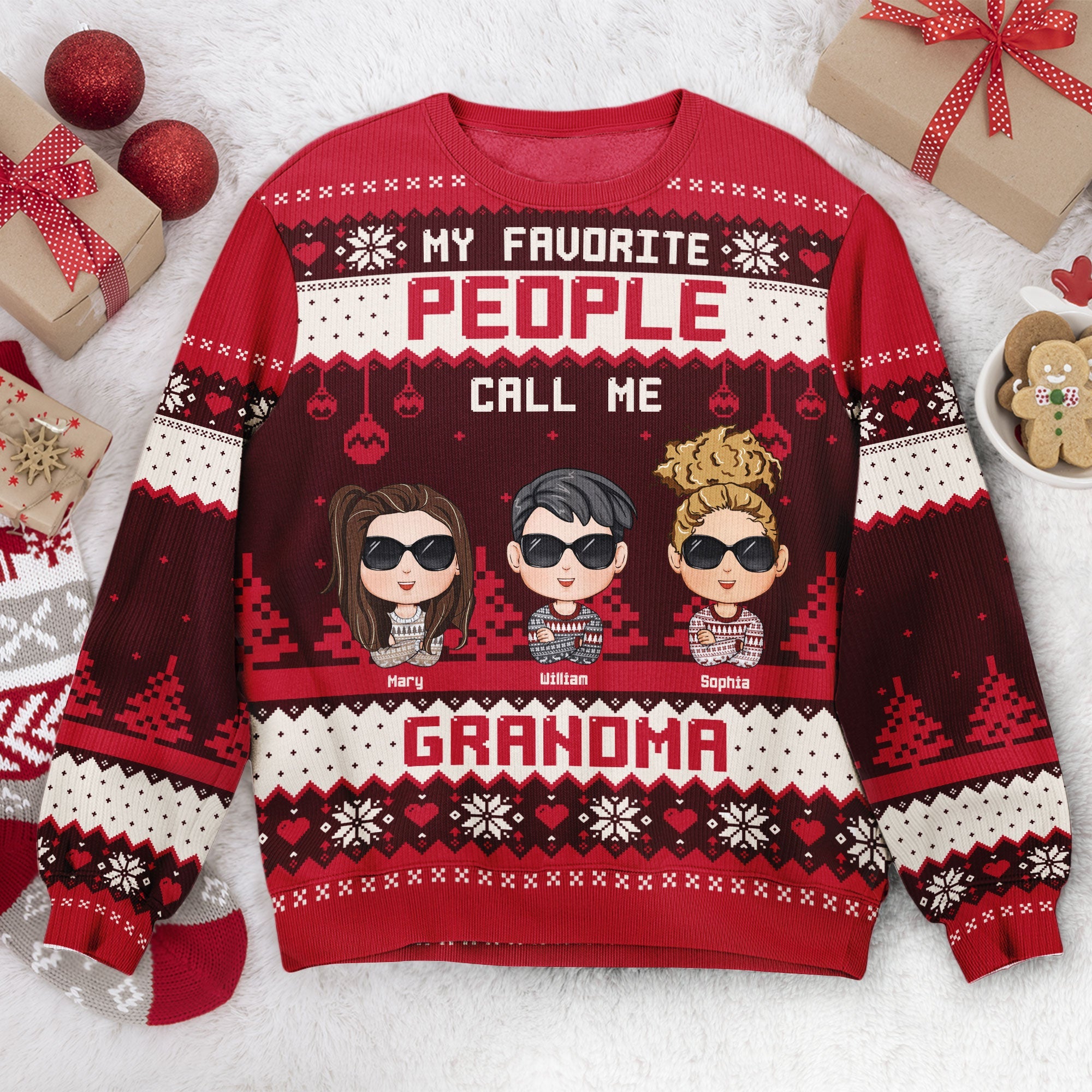 My Favorite People Call Me Mommy Grandma - Personalized Ugly Sweater