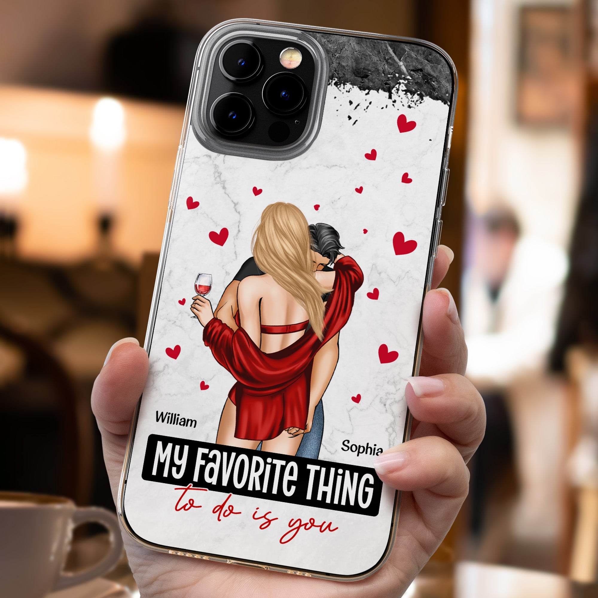 My Favorite Thing To Do Is You Couples - Personalized Clear Phone Case