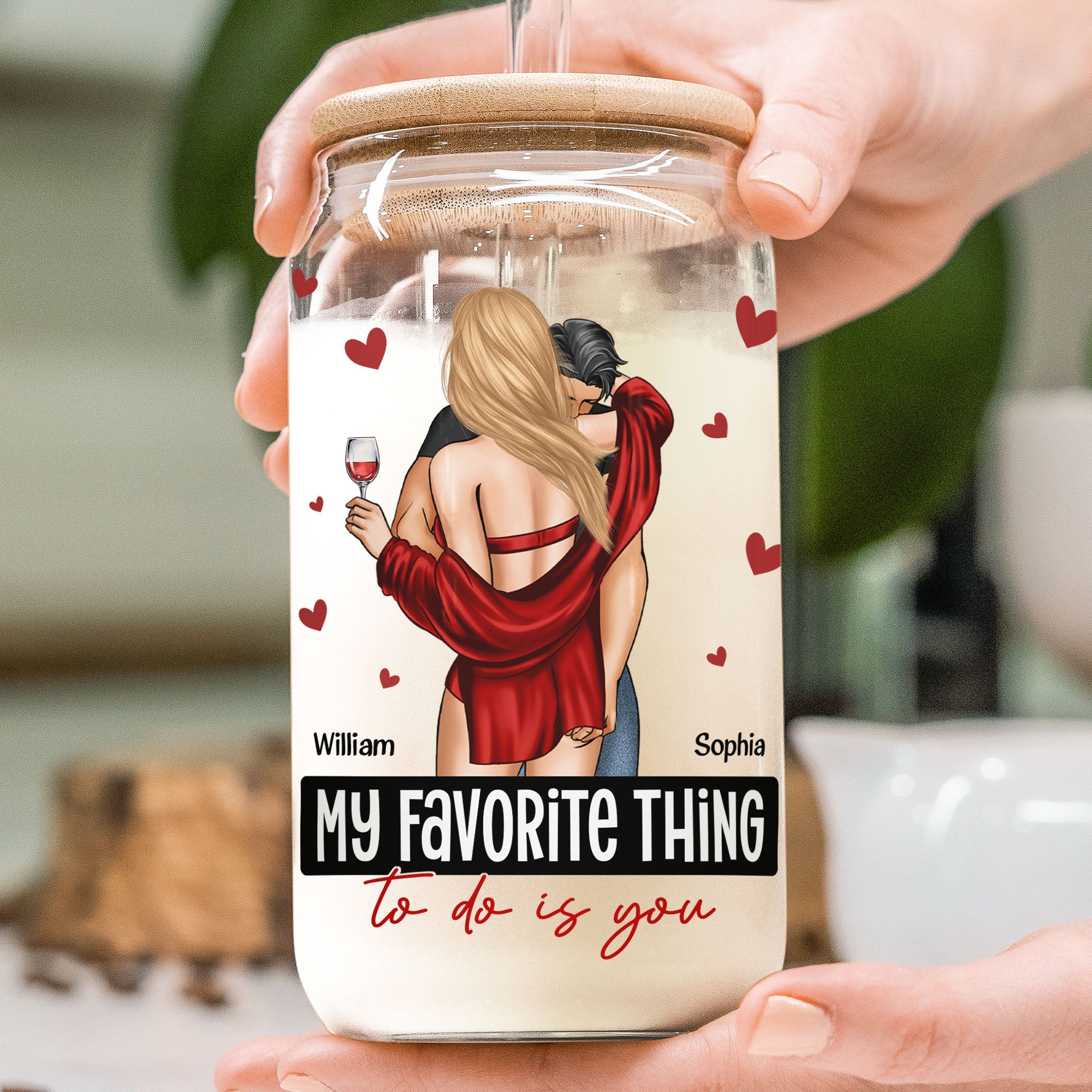 My Favorite Thing To Do Is You - Personalized Clear Glass Cup