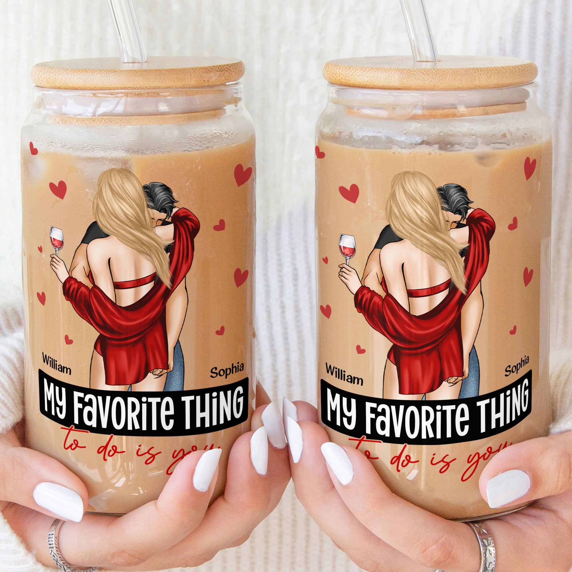 My Favorite Thing To Do Is You - Personalized Clear Glass Cup